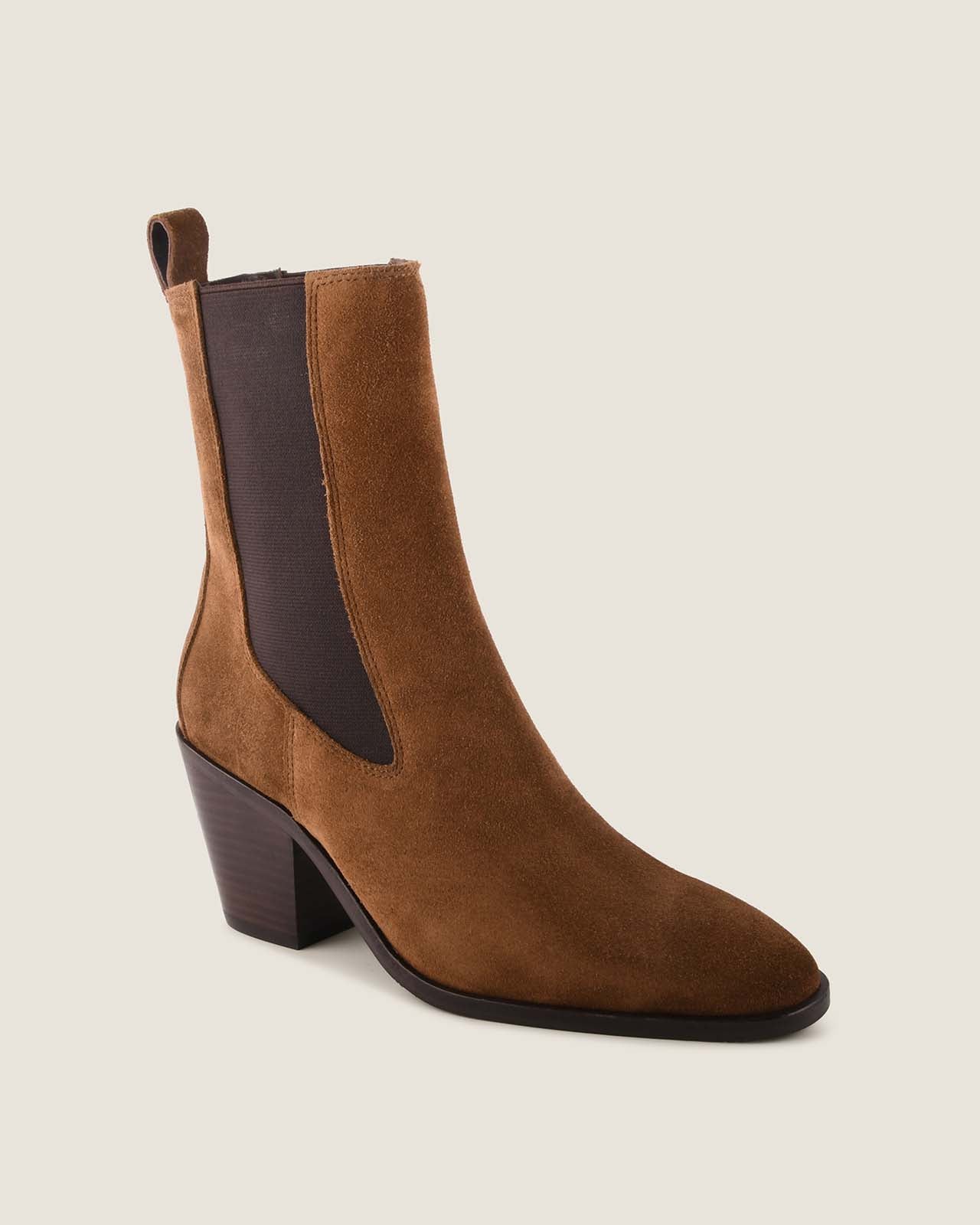 Ali Heel Ankle Boot Dark Olive Suede