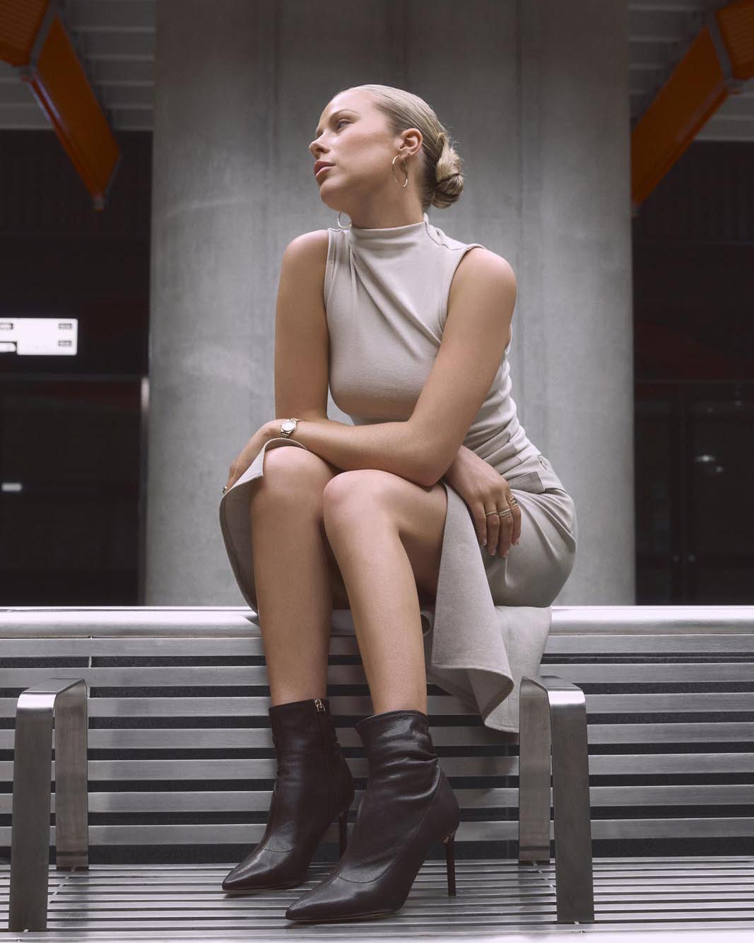 DELTA HEEL ANKLE BOOTS BROWN LEATHER