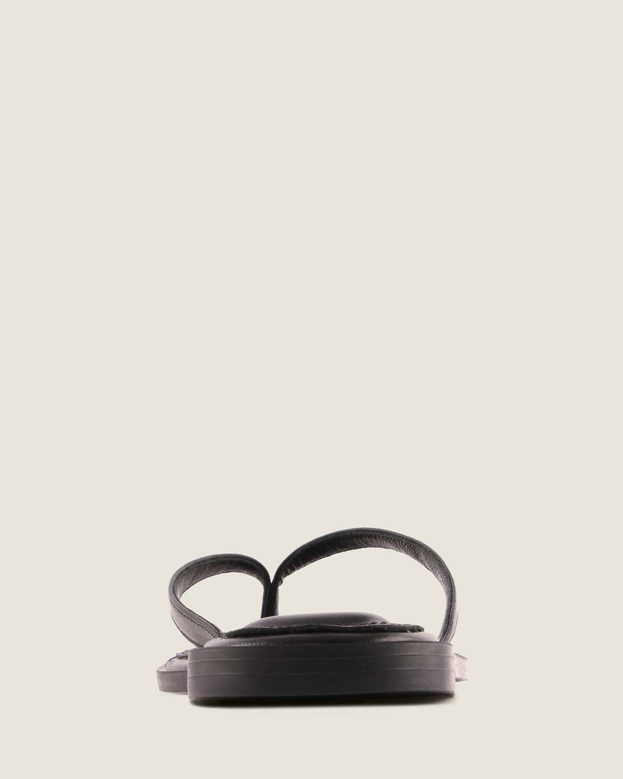 Back of Aspen Flat Sandal Black Leather