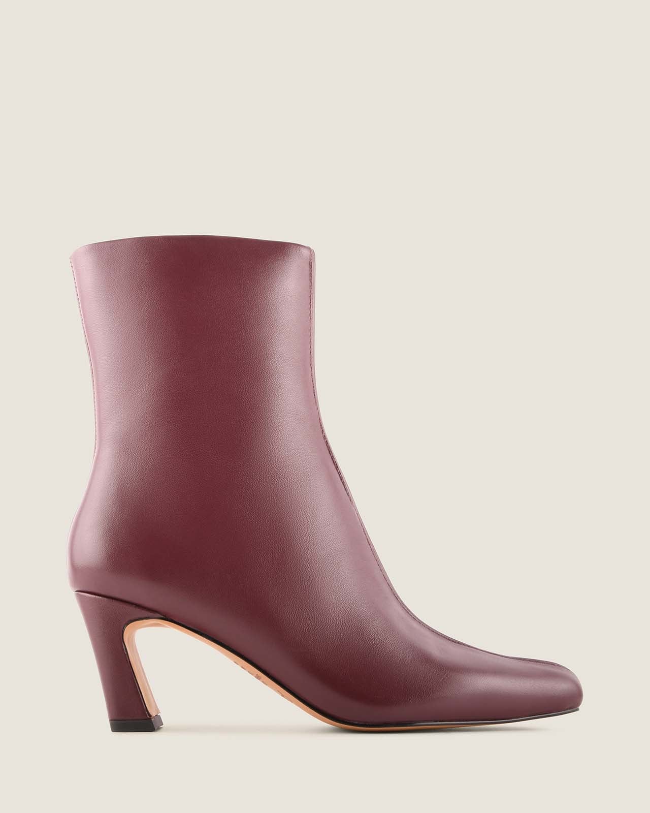 Atlas heel ankle boot burgundy leather