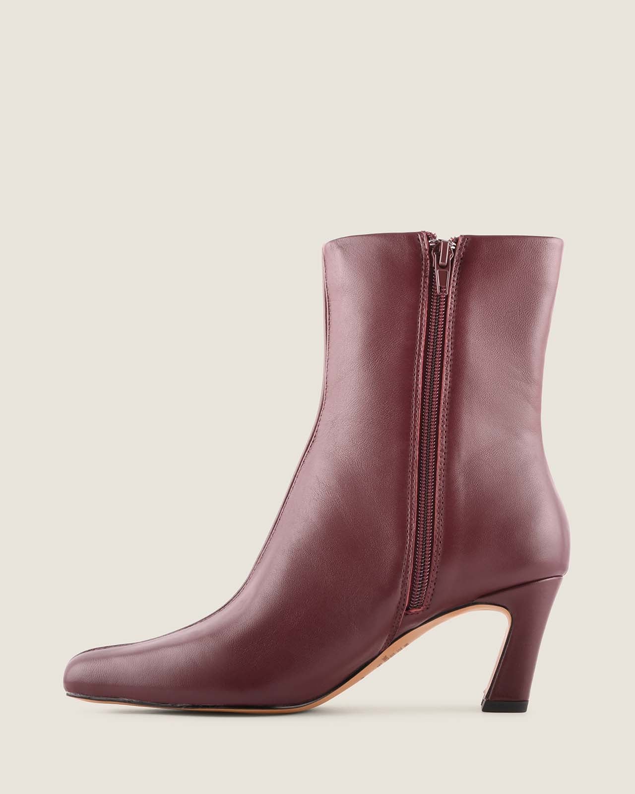 Atlas heel ankle boot burgundy leather