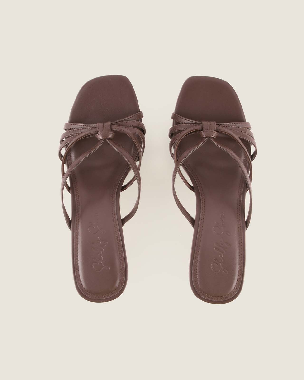 Pair of Birdie High Sandals Brown Leather
