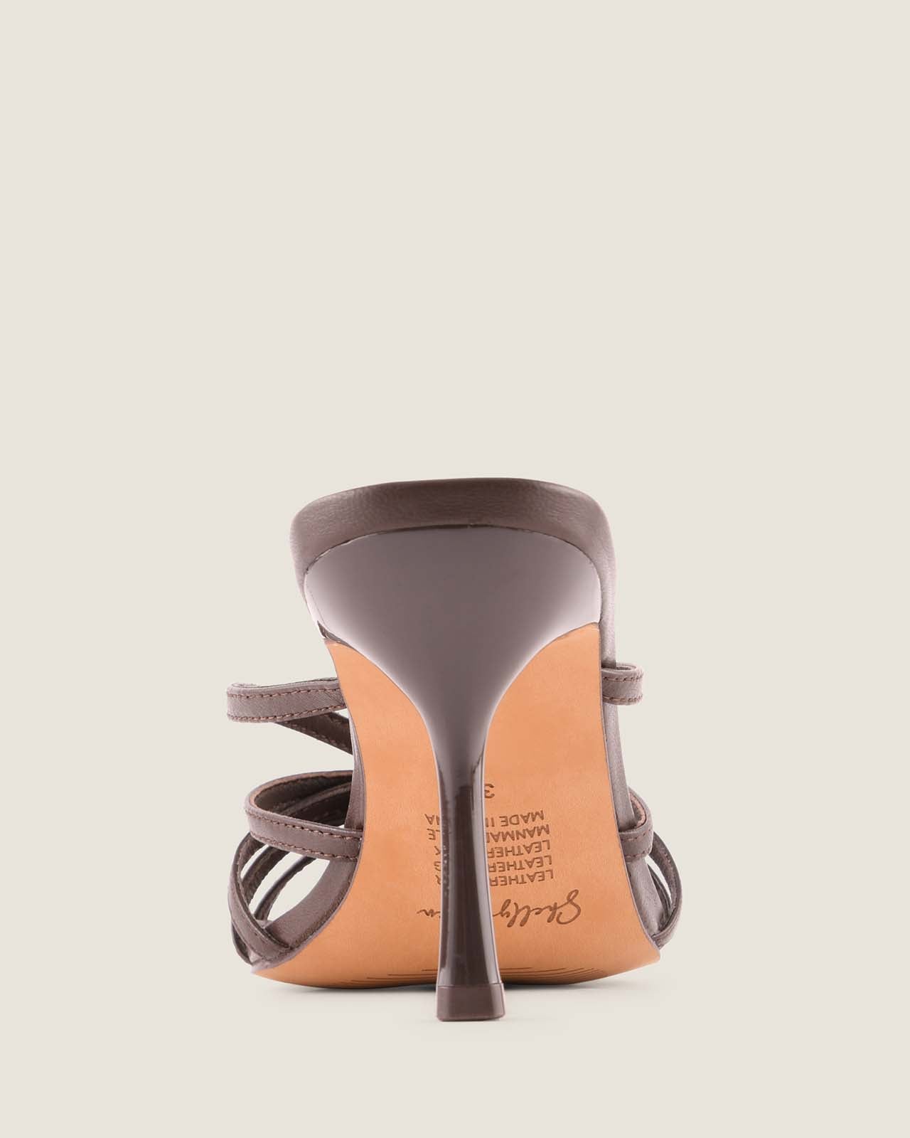 Back of Birdie High Sandal Brown Leather