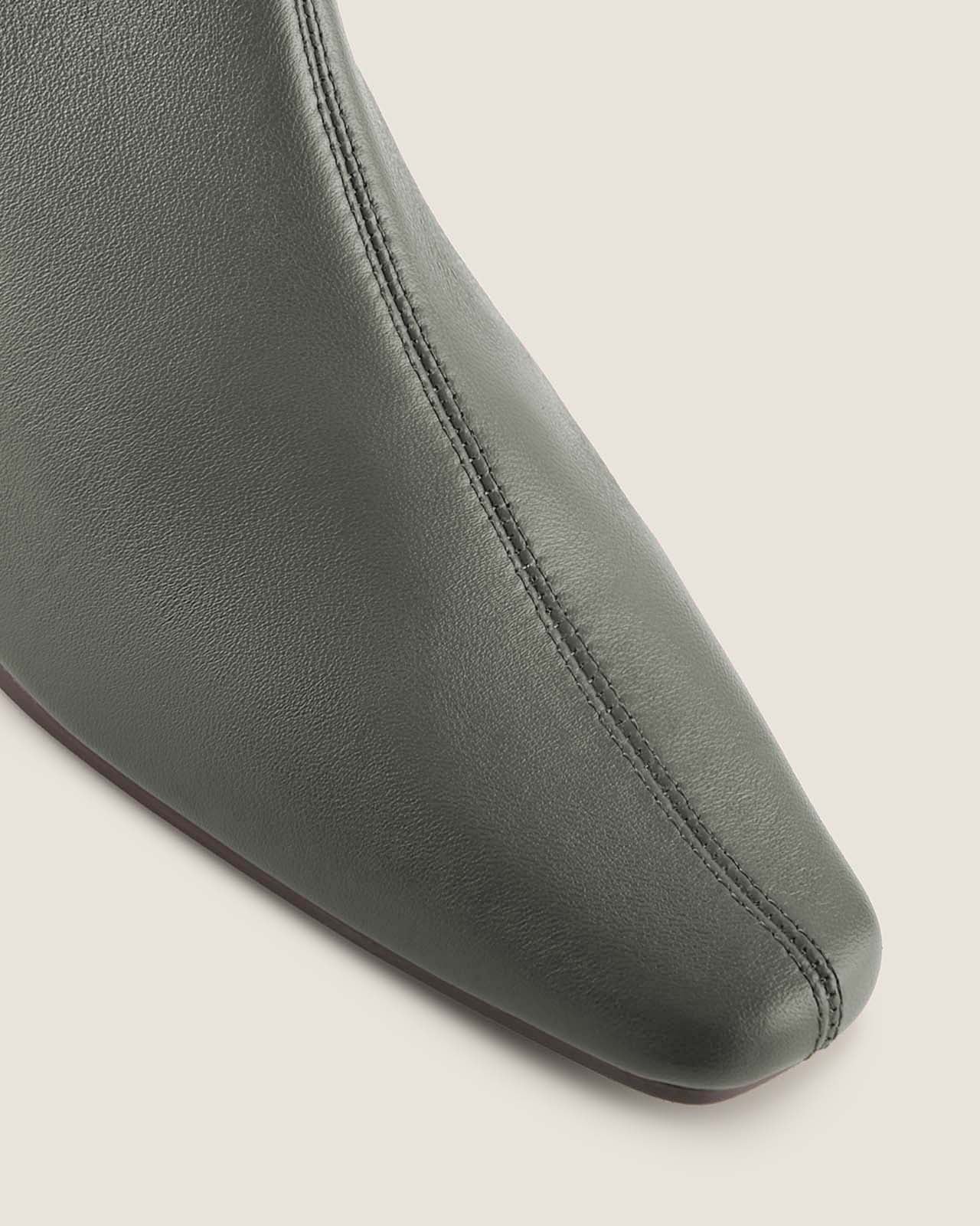 CARMEN HEEL ANKLE BOOTS DARK OLIVE LEATHER