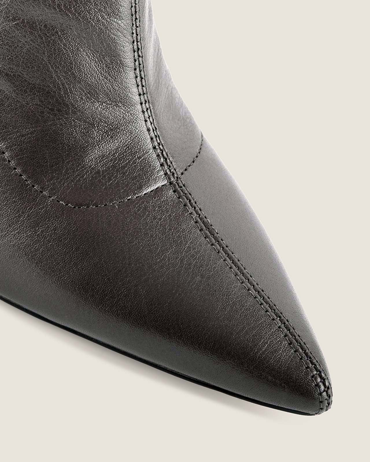 DELTA HEEL ANKLE BOOTS BLACK LEATHER