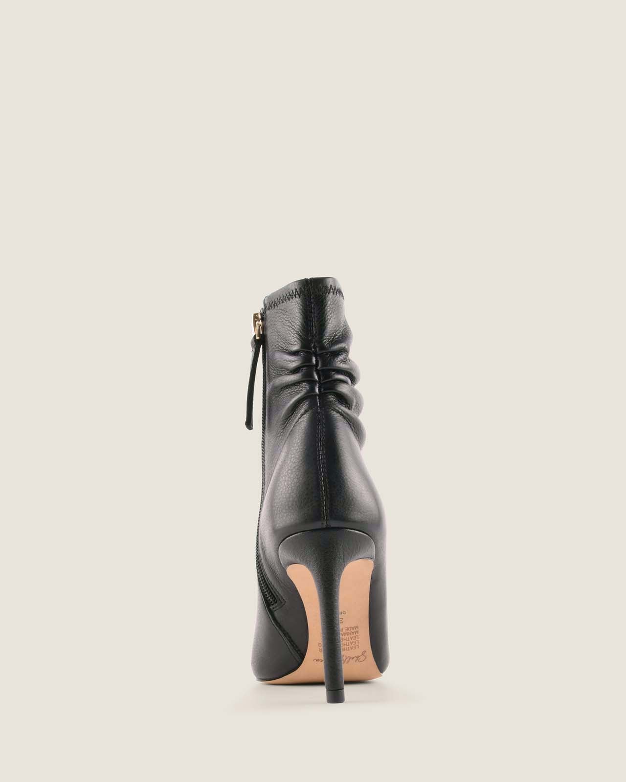 DELTA HEEL ANKLE BOOTS BLACK LEATHER