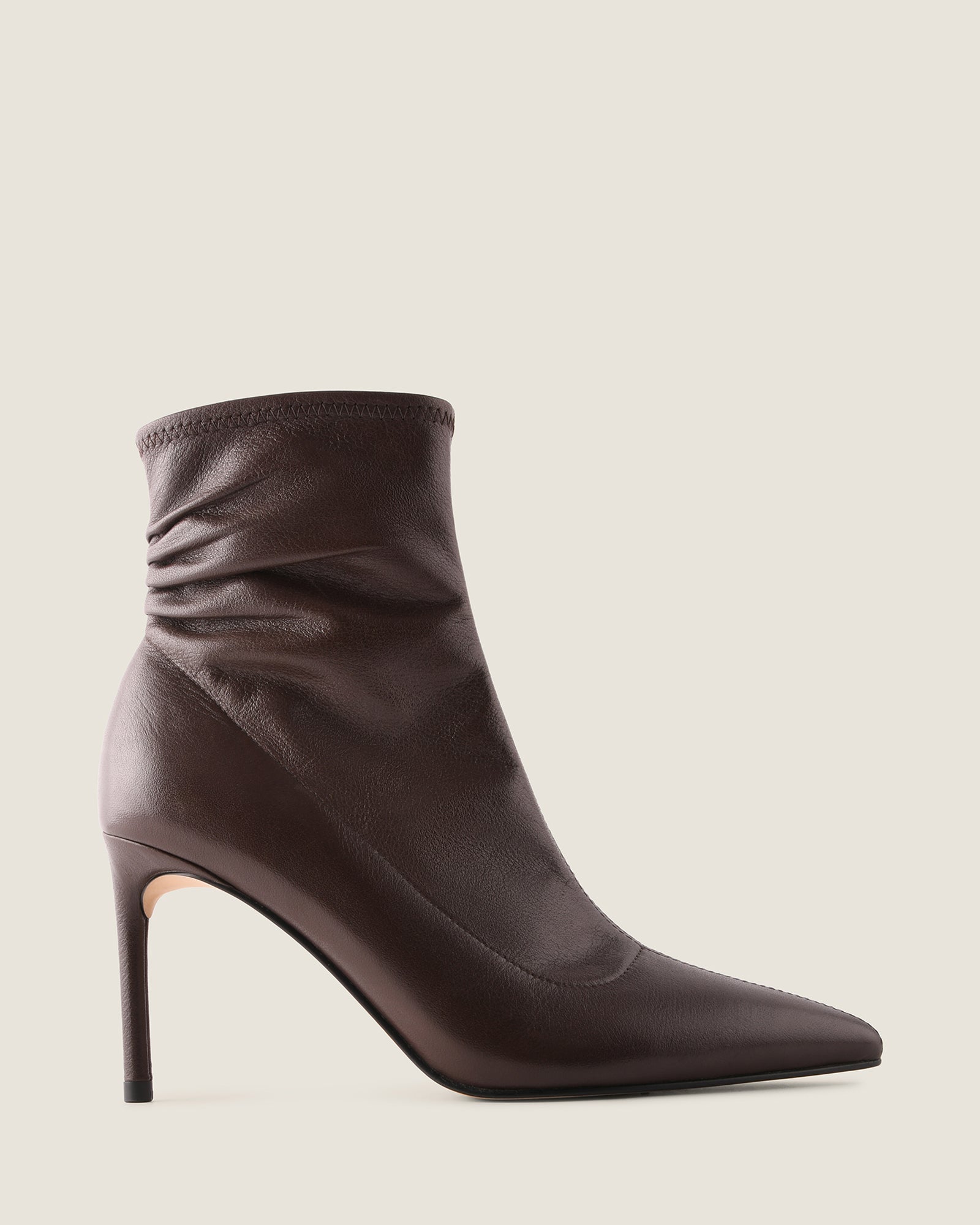 DELTA HEEL ANKLE BOOTS BROWN LEATHER