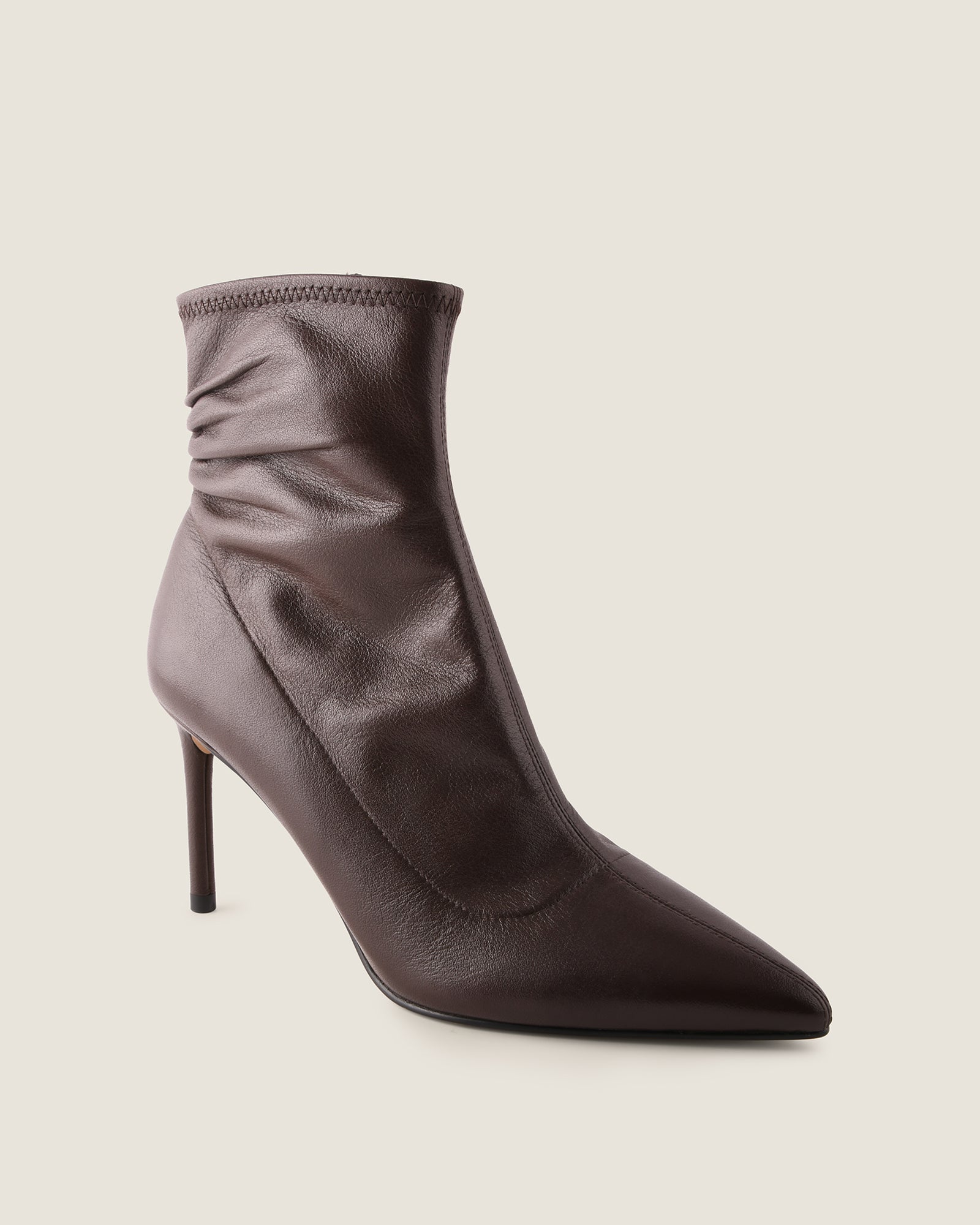 DELTA HEEL ANKLE BOOTS BROWN LEATHER