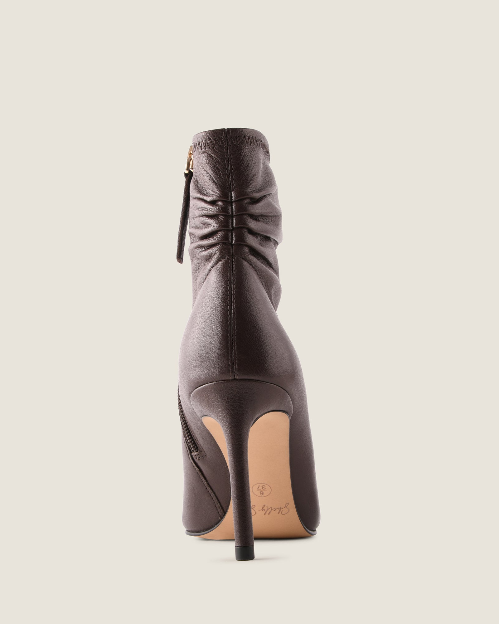 DELTA HEEL ANKLE BOOTS BROWN LEATHER