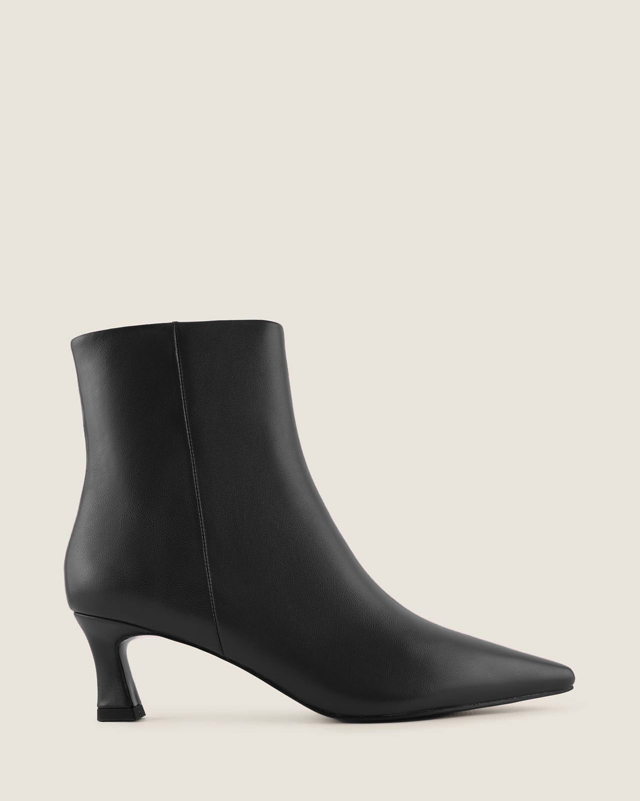 FABBA HEEL ANKLE BOOTS BLACK LEATHER