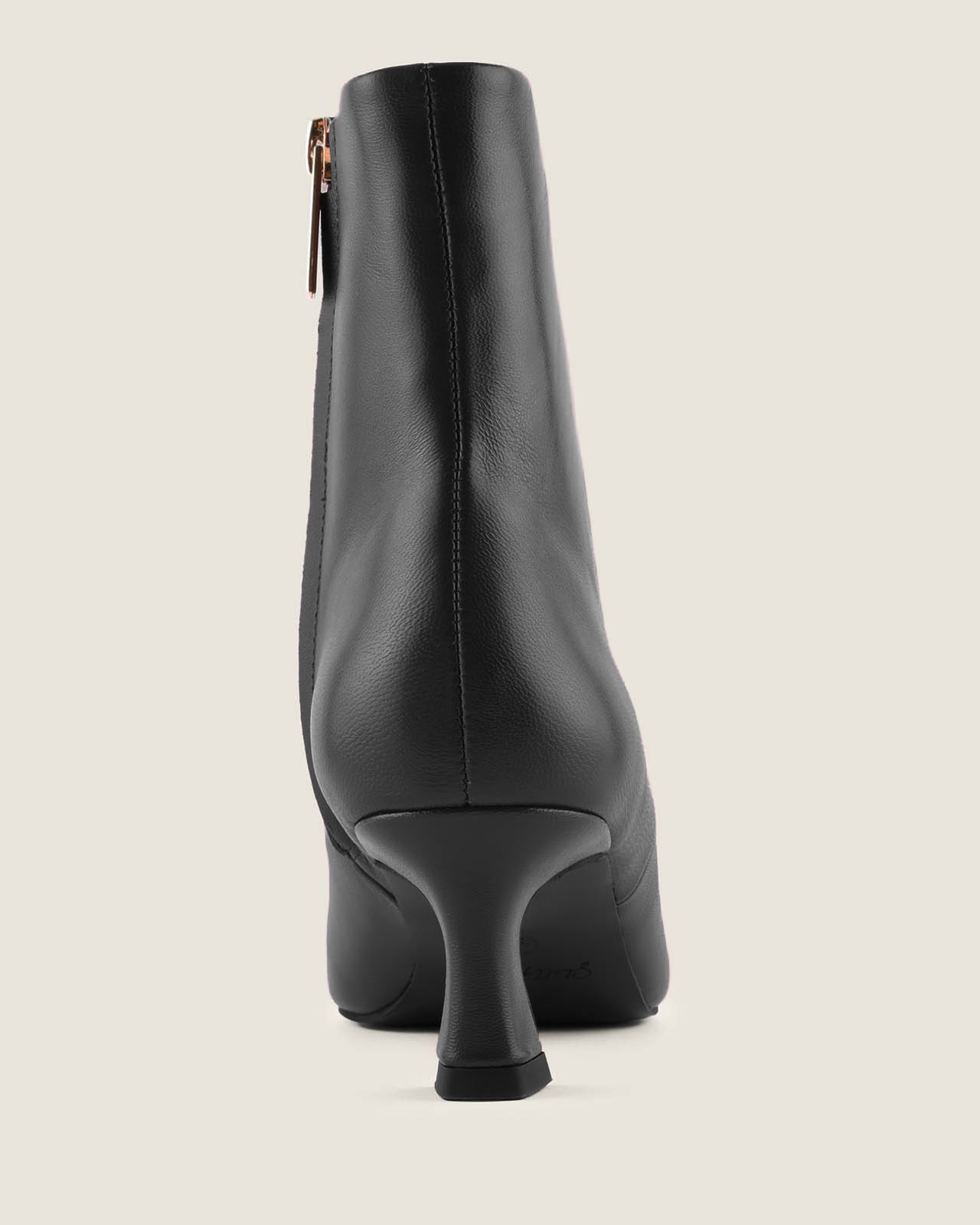 FABBA HEEL ANKLE BOOTS BLACK LEATHER