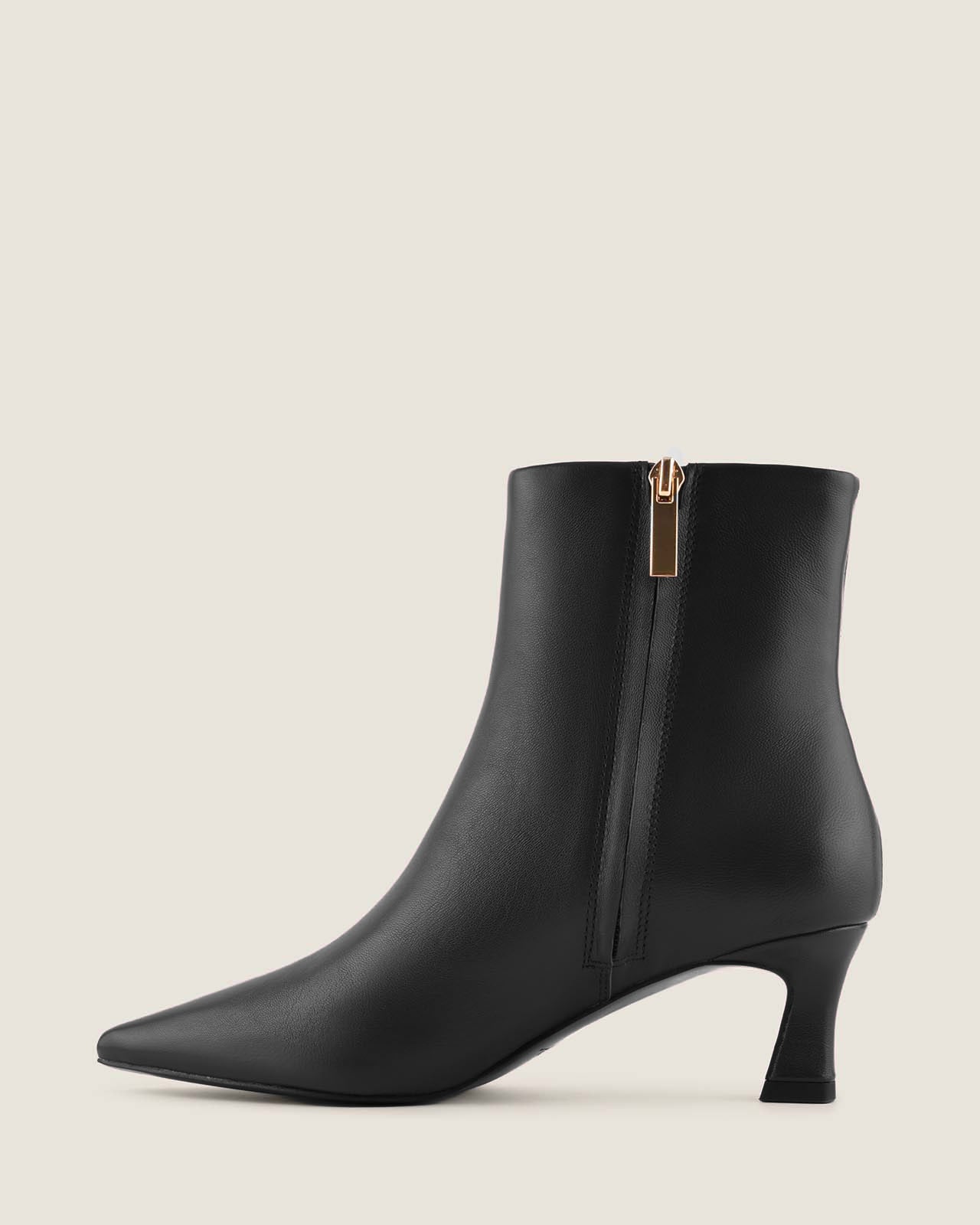 FABBA HEEL ANKLE BOOTS BLACK LEATHER