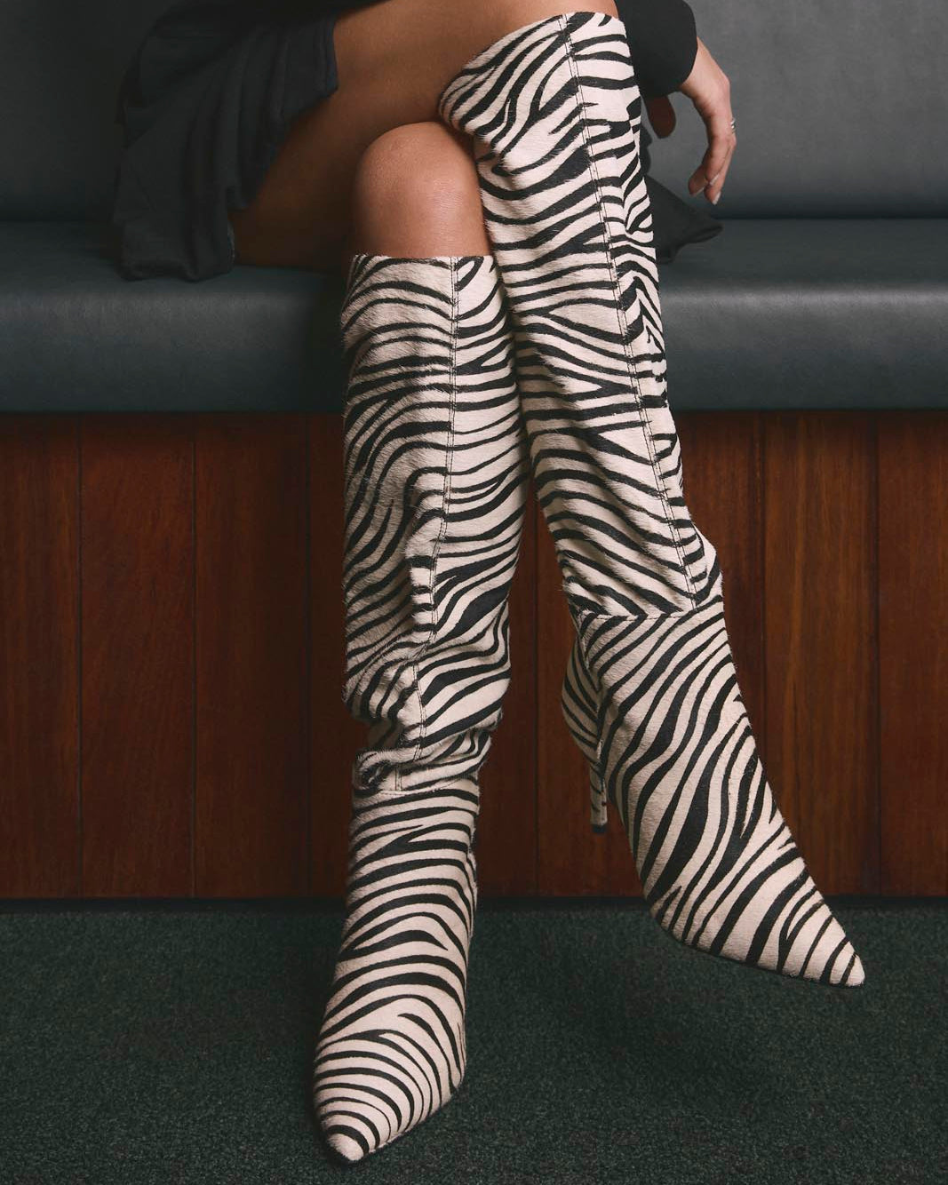 MARLOW HEEL LONG BOOTS ZEBRA