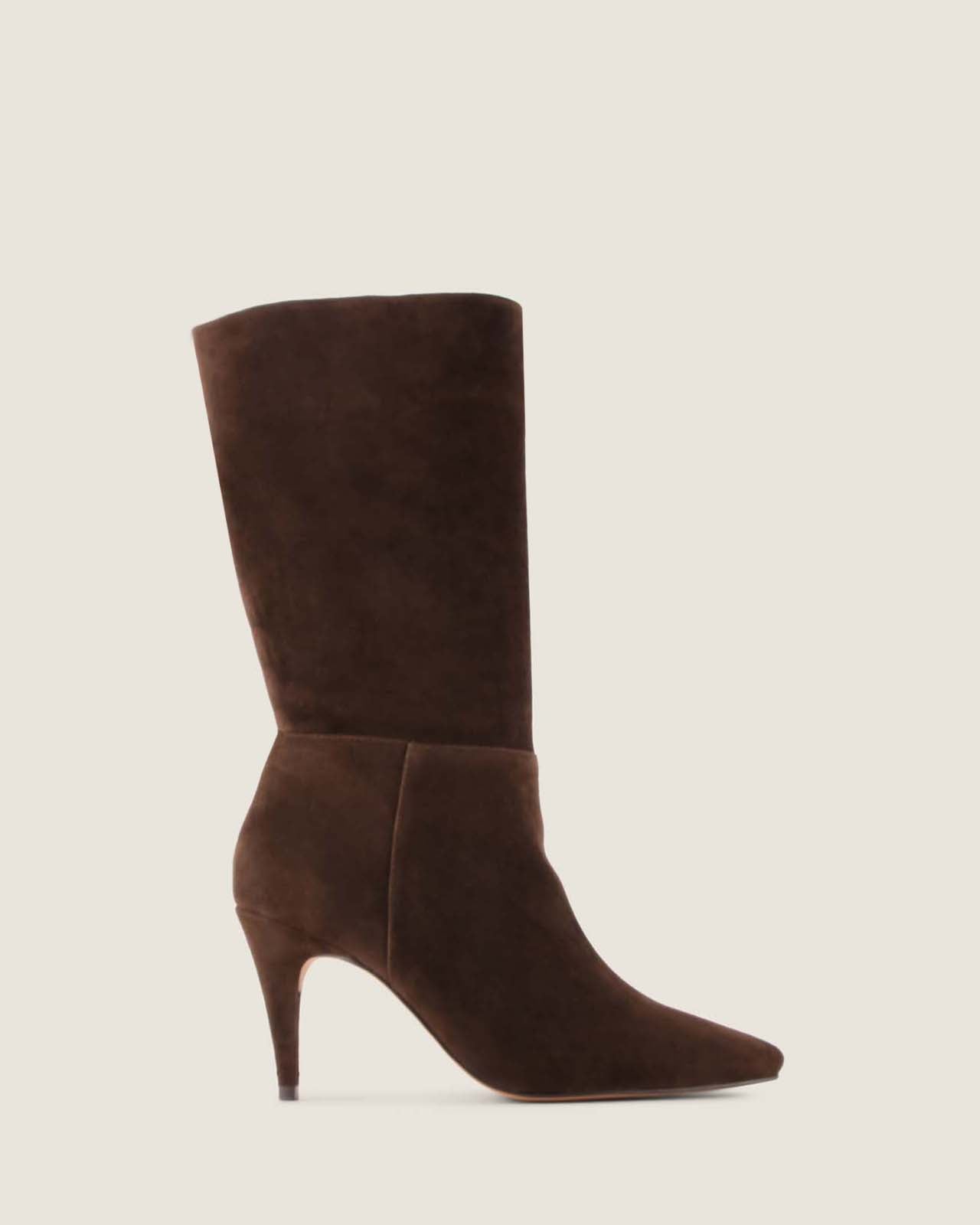 KYRIE HEEL LONG BOOTS BROWN SUEDE