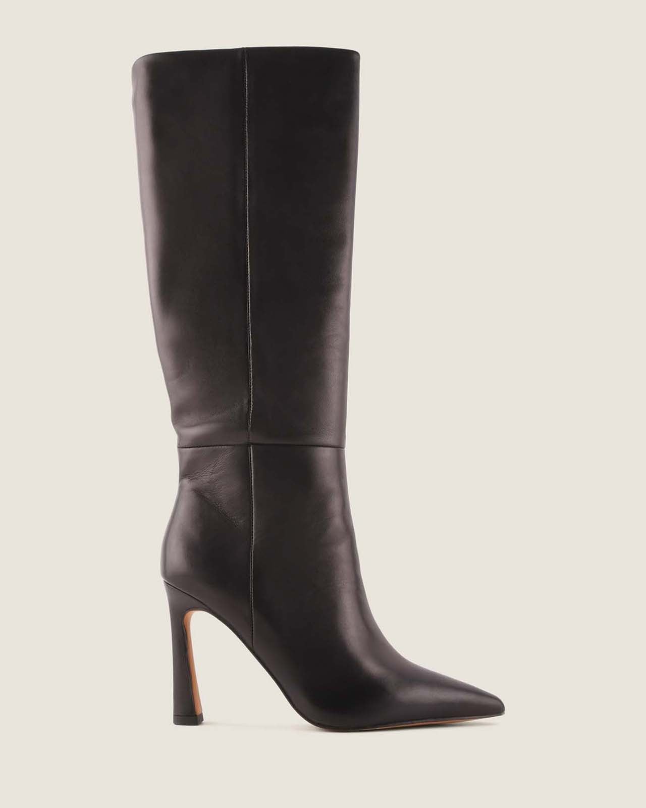 LENNON HEEL LONG BOOTS BLACK LEATHER