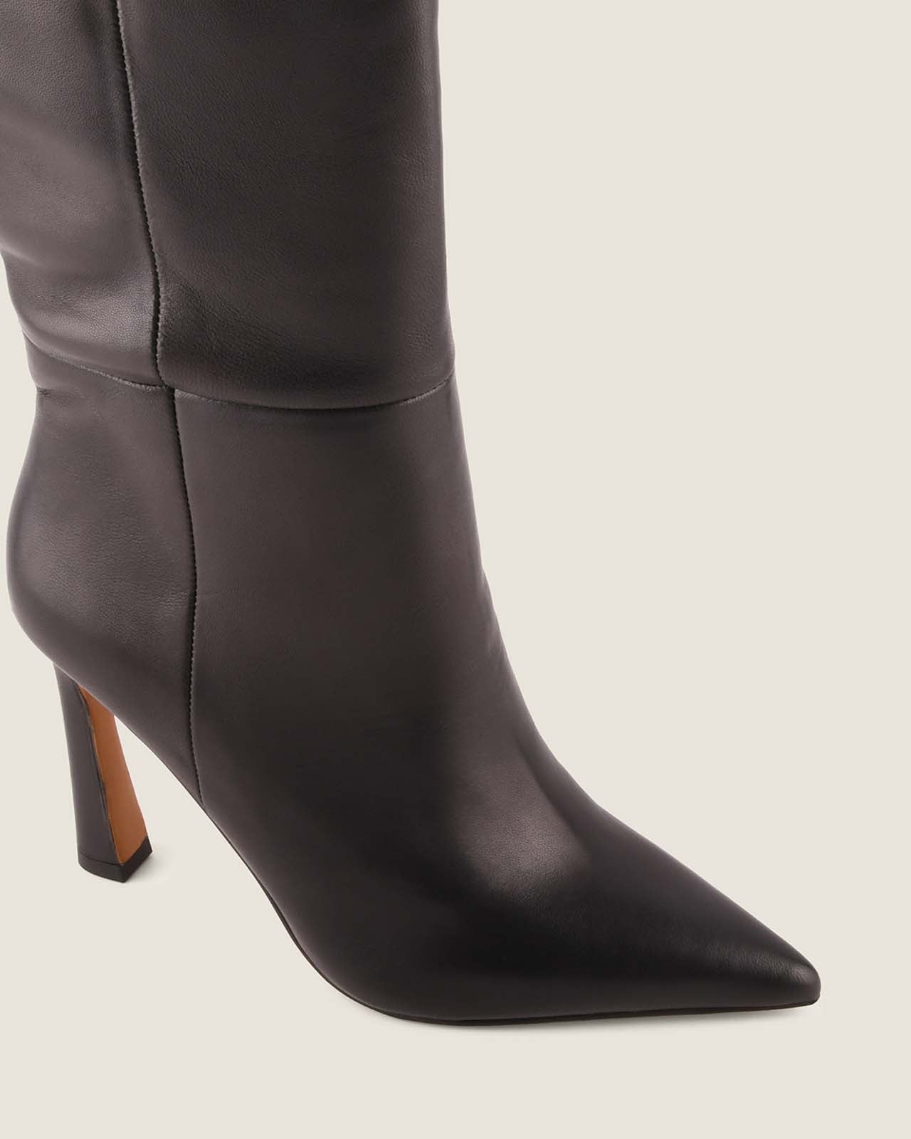 LENNON HEEL LONG BOOTS BLACK LEATHER