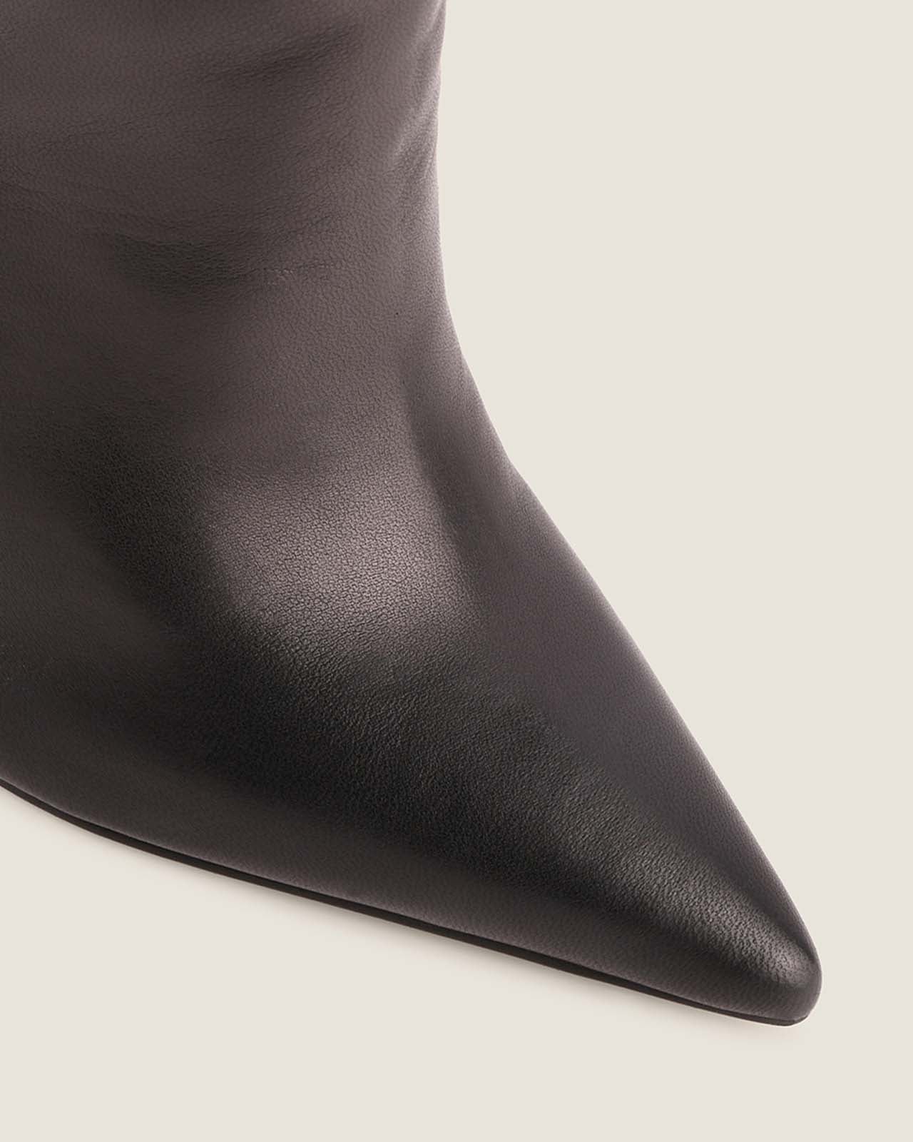 LENNON HEEL LONG BOOTS BLACK LEATHER