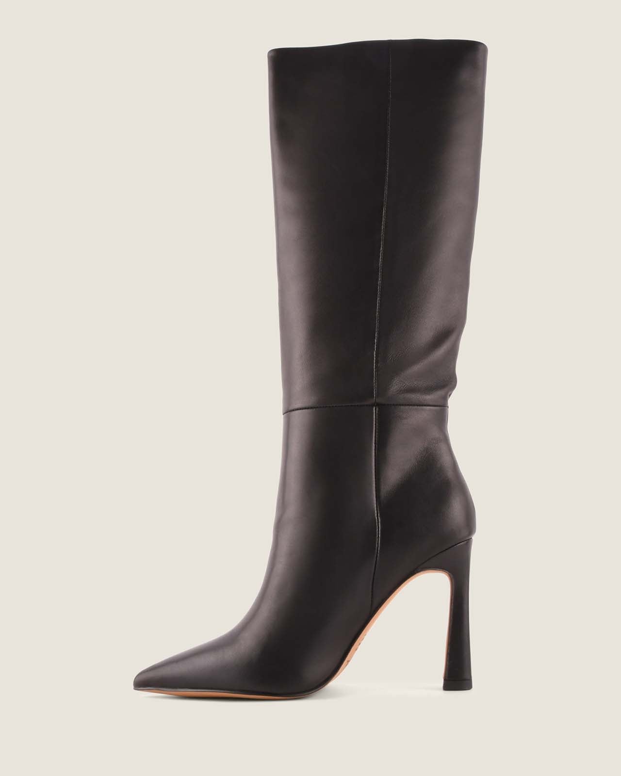 LENNON HEEL LONG BOOTS BLACK LEATHER