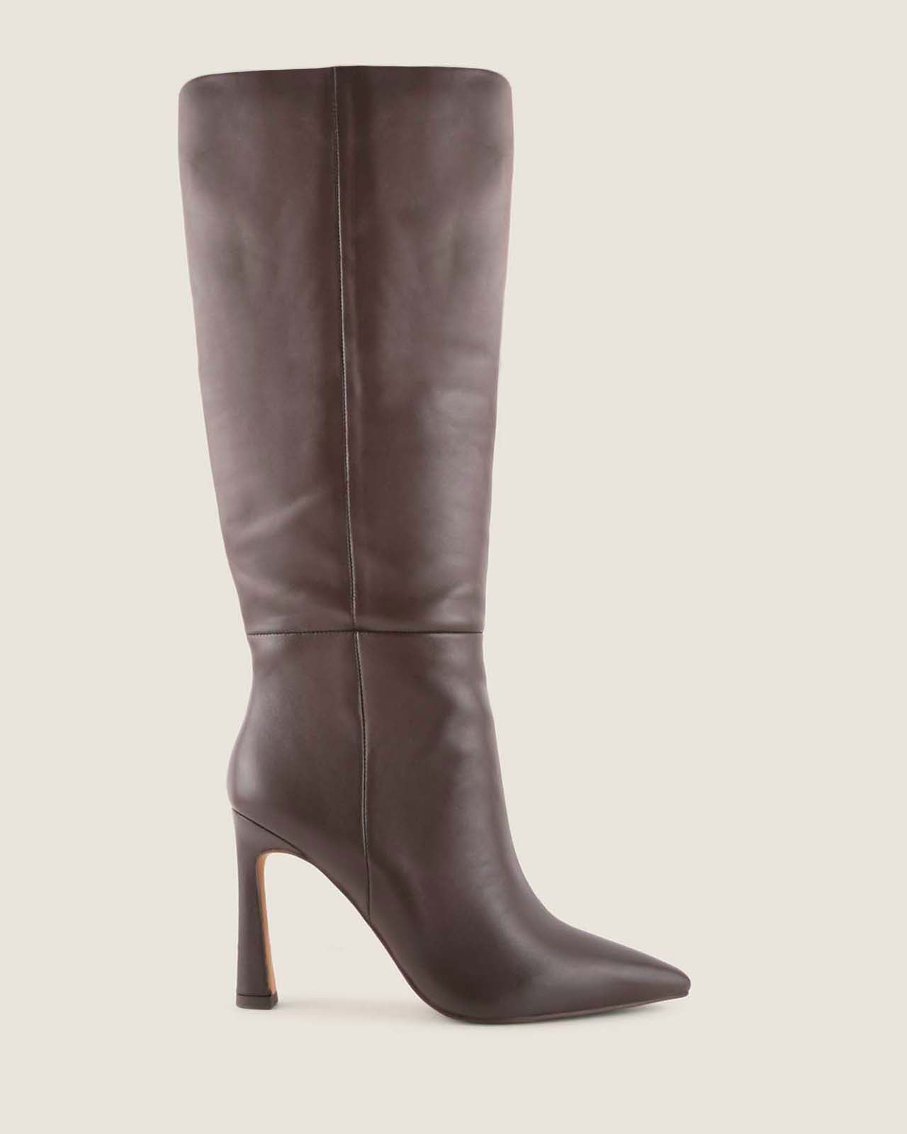 LENNON HEEL LONG BOOTS BROWN LEATHER