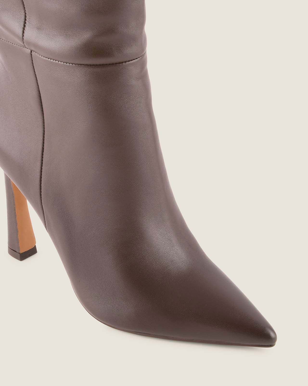 LENNON HEEL LONG BOOTS BROWN LEATHER