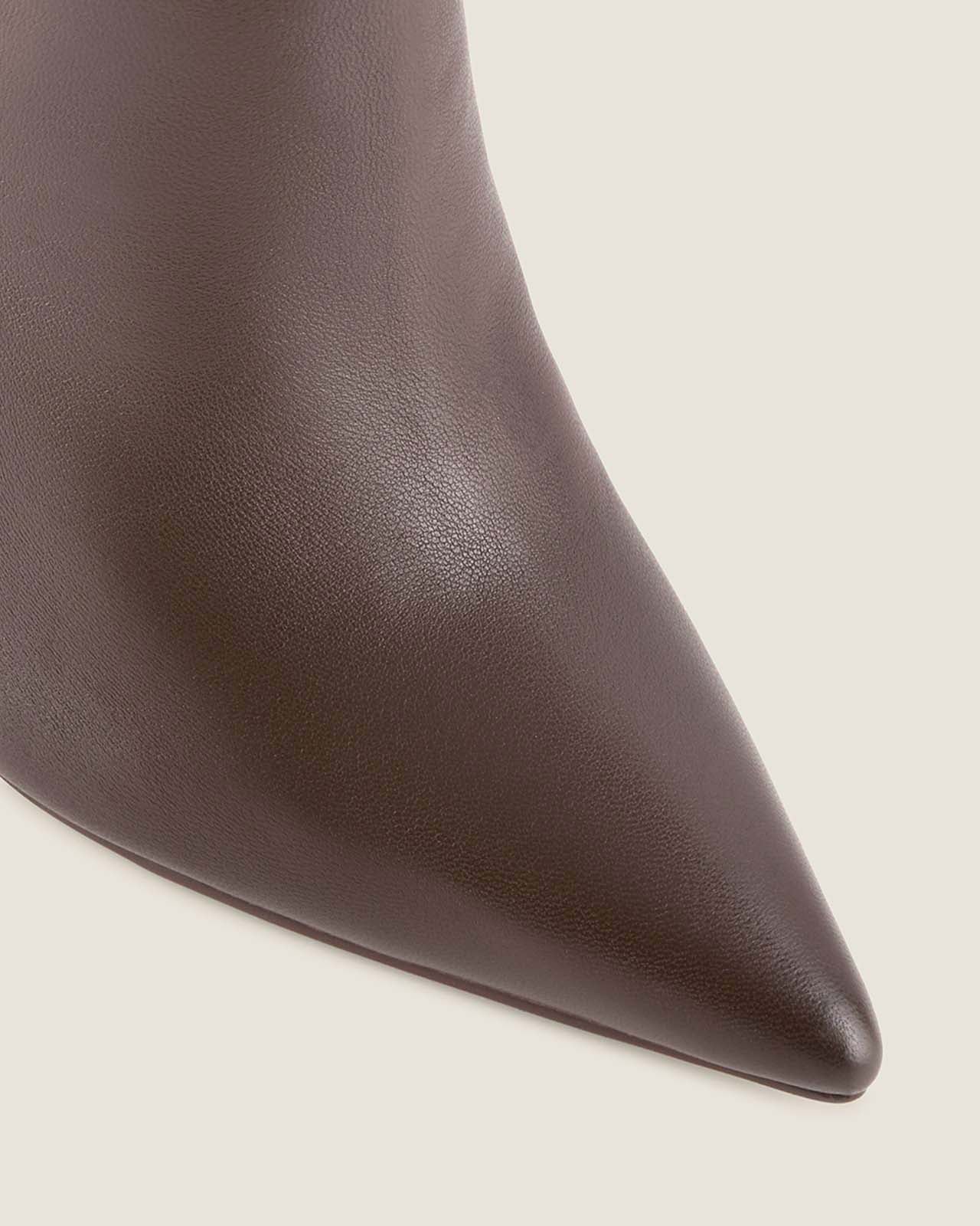 LENNON HEEL LONG BOOTS BROWN LEATHER