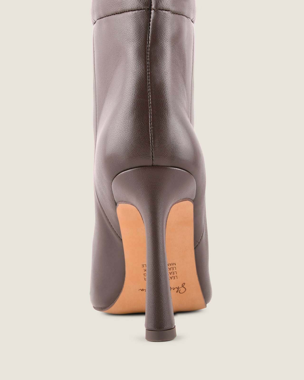 LENNON HEEL LONG BOOTS BROWN LEATHER