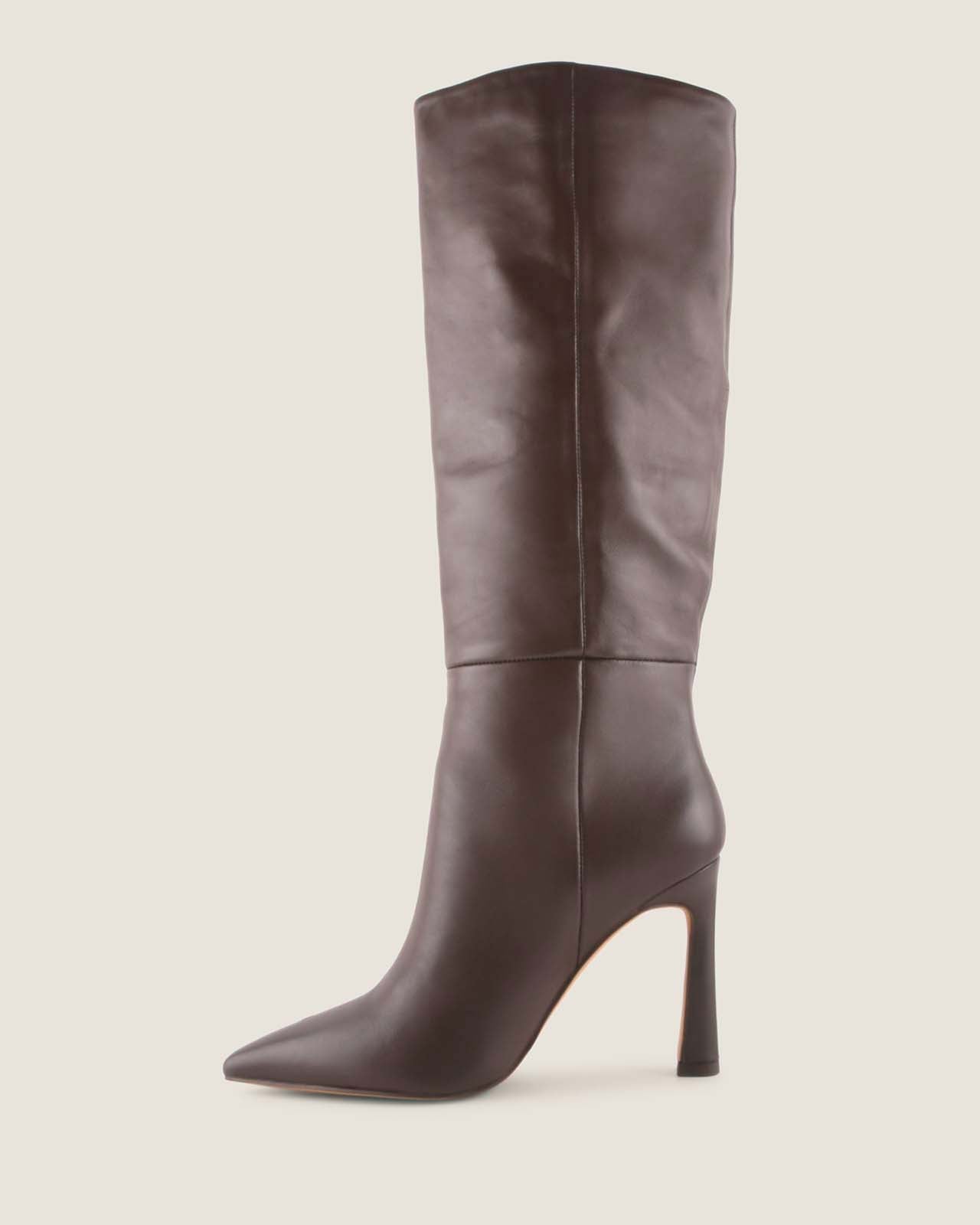 LENNON HEEL LONG BOOTS BROWN LEATHER