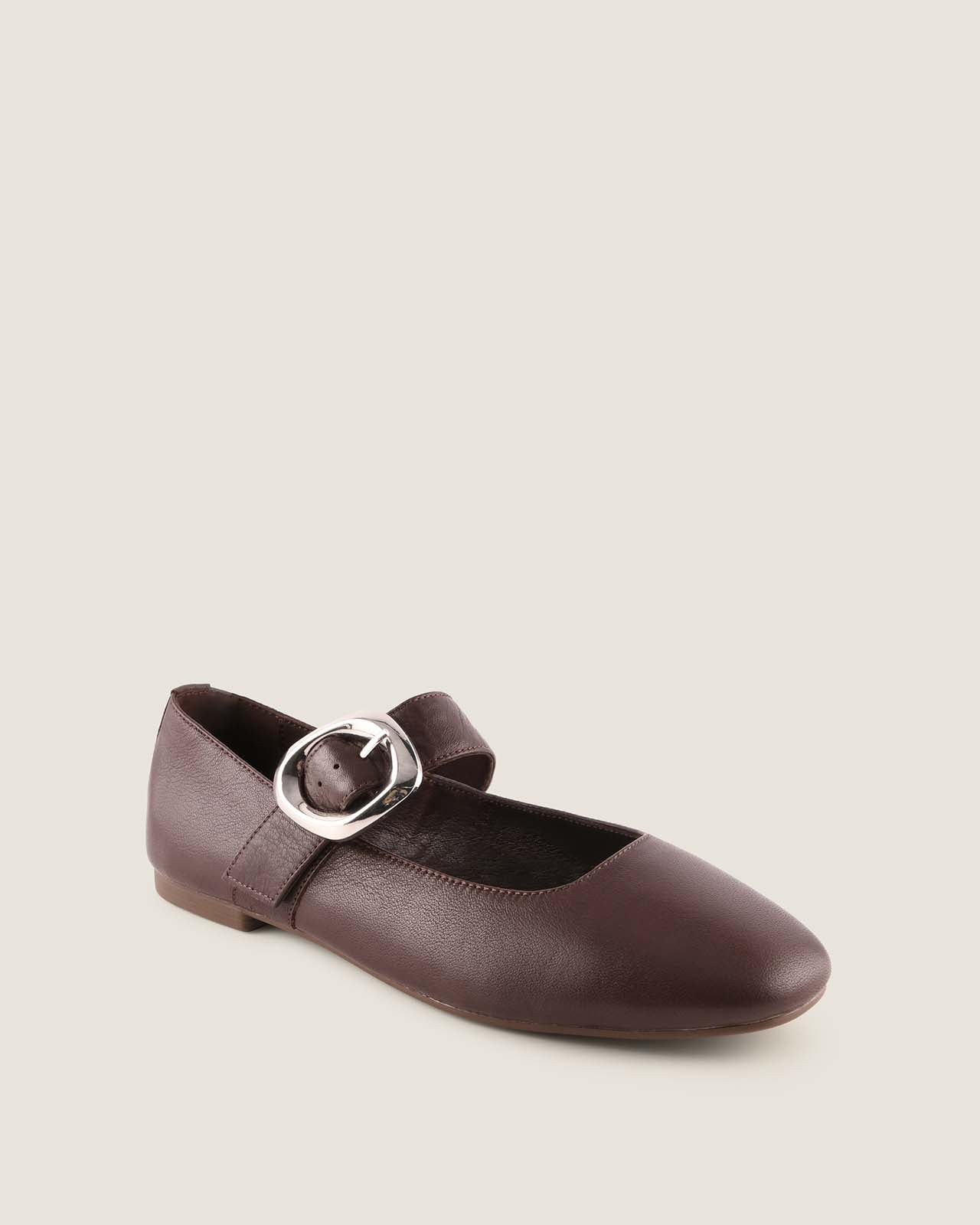 LEVON BALLET FLATS BROWN LEATHER