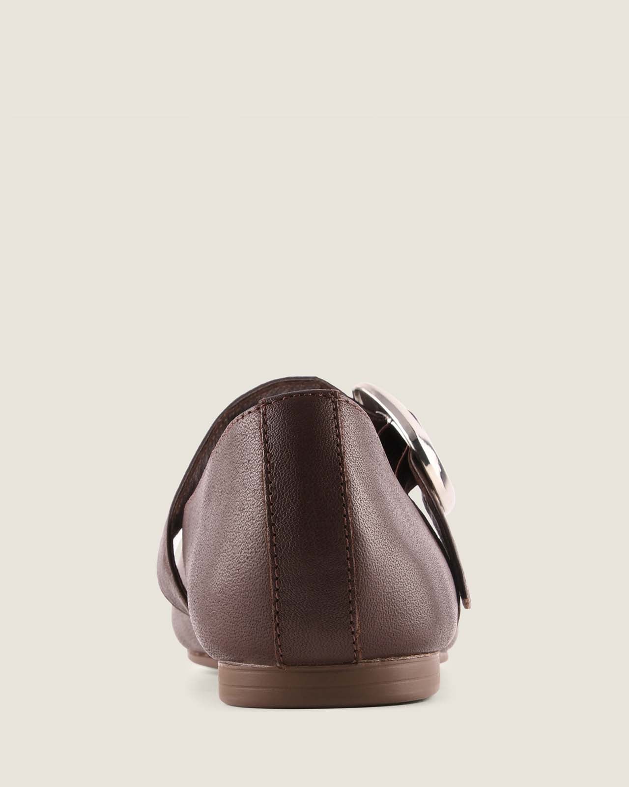 LEVON BALLET FLATS BROWN LEATHER
