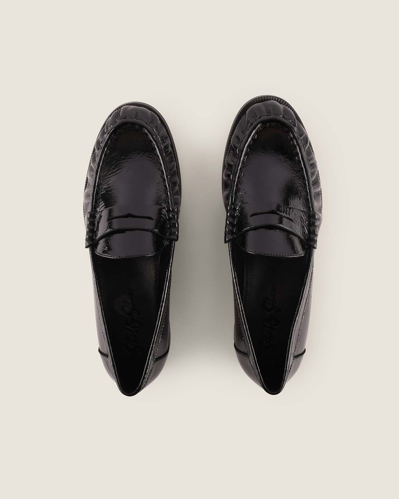 LOUDI LOAFERS BLACK CRINKLE PATENT