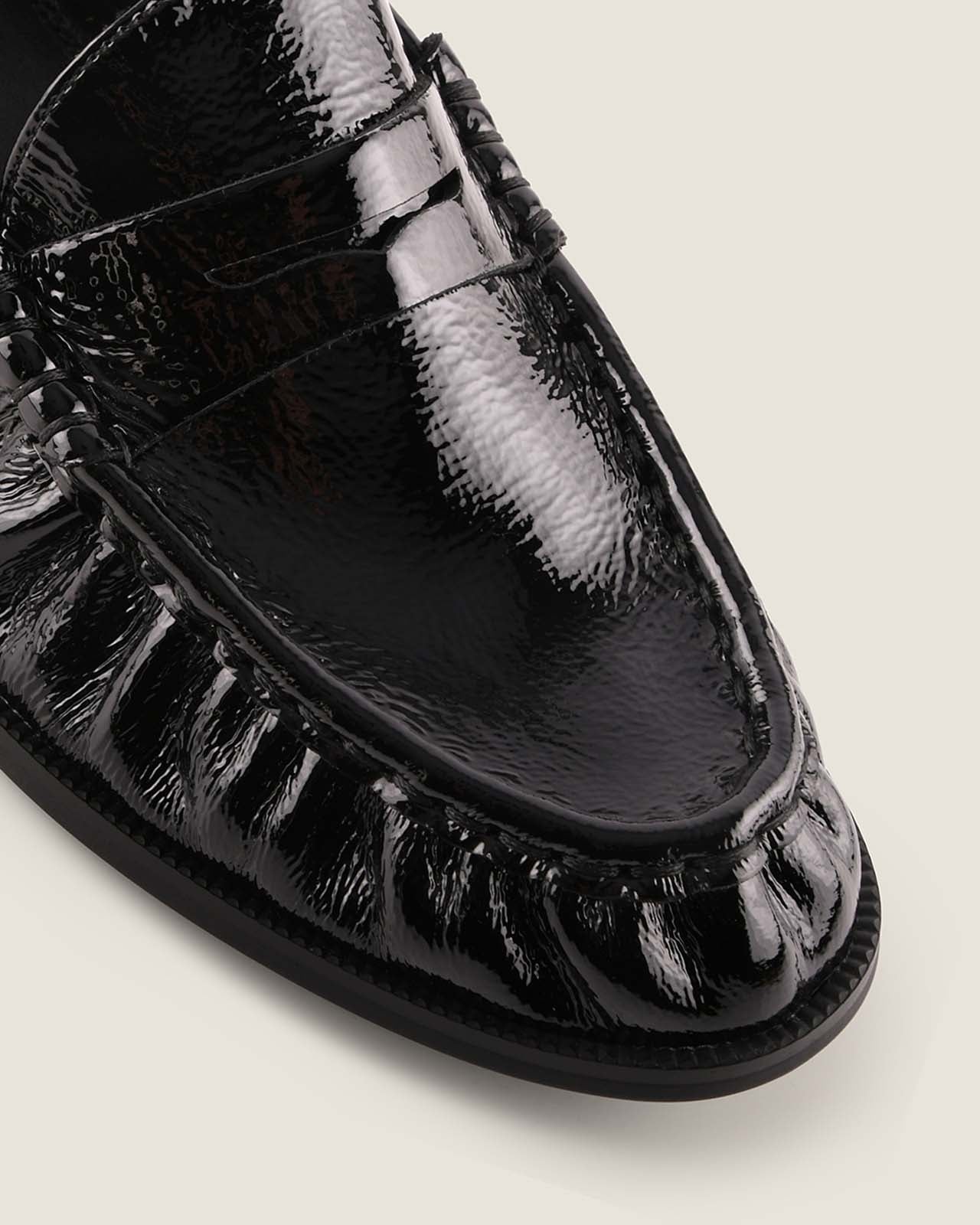 LOUDI LOAFERS BLACK CRINKLE PATENT