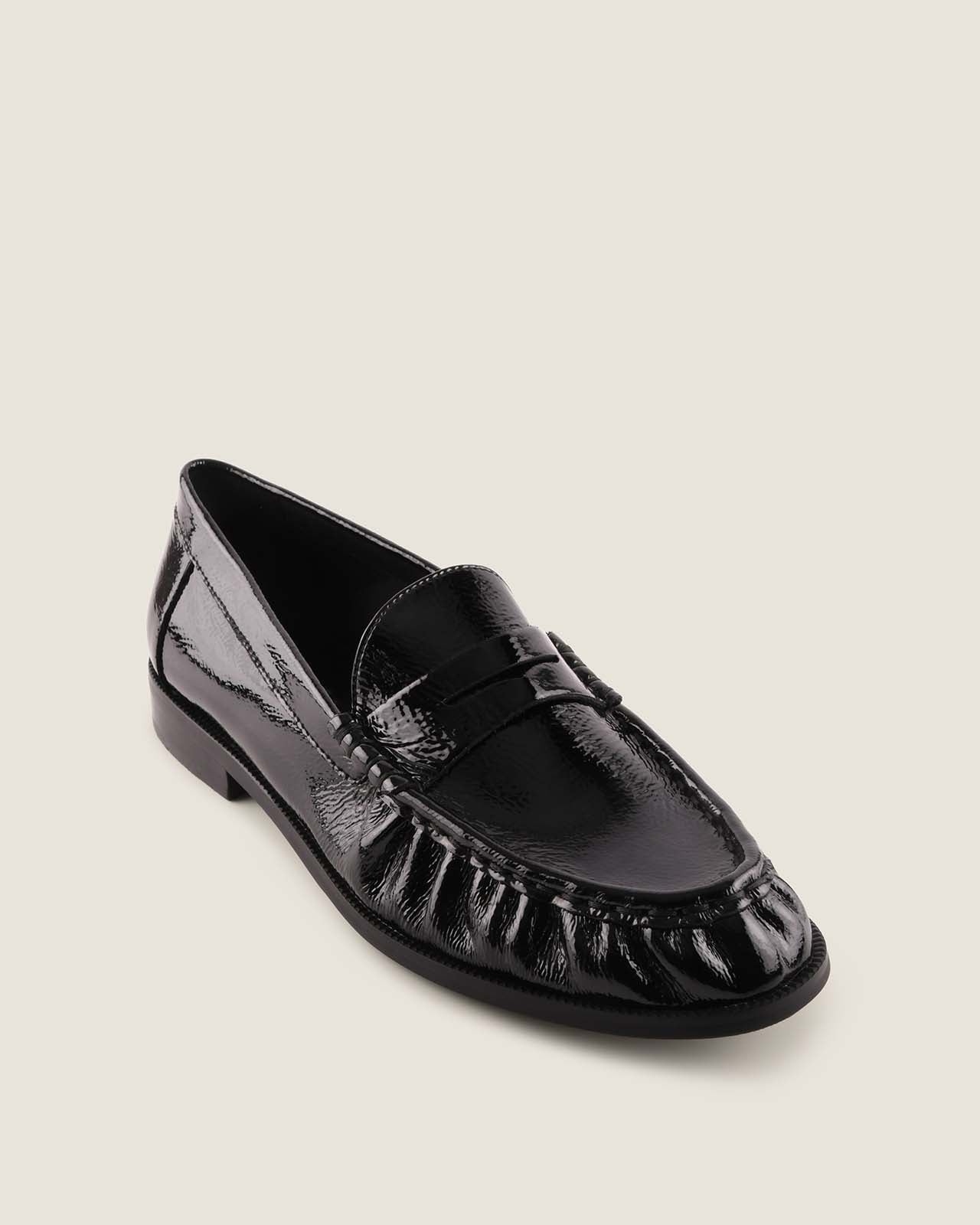 LOUDI LOAFERS BLACK CRINKLE PATENT