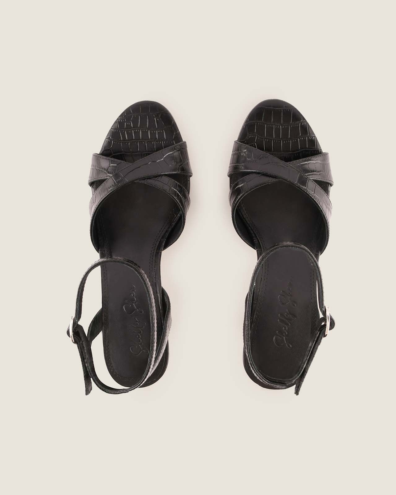 MALI HIGH SANDALS BLACK CROC