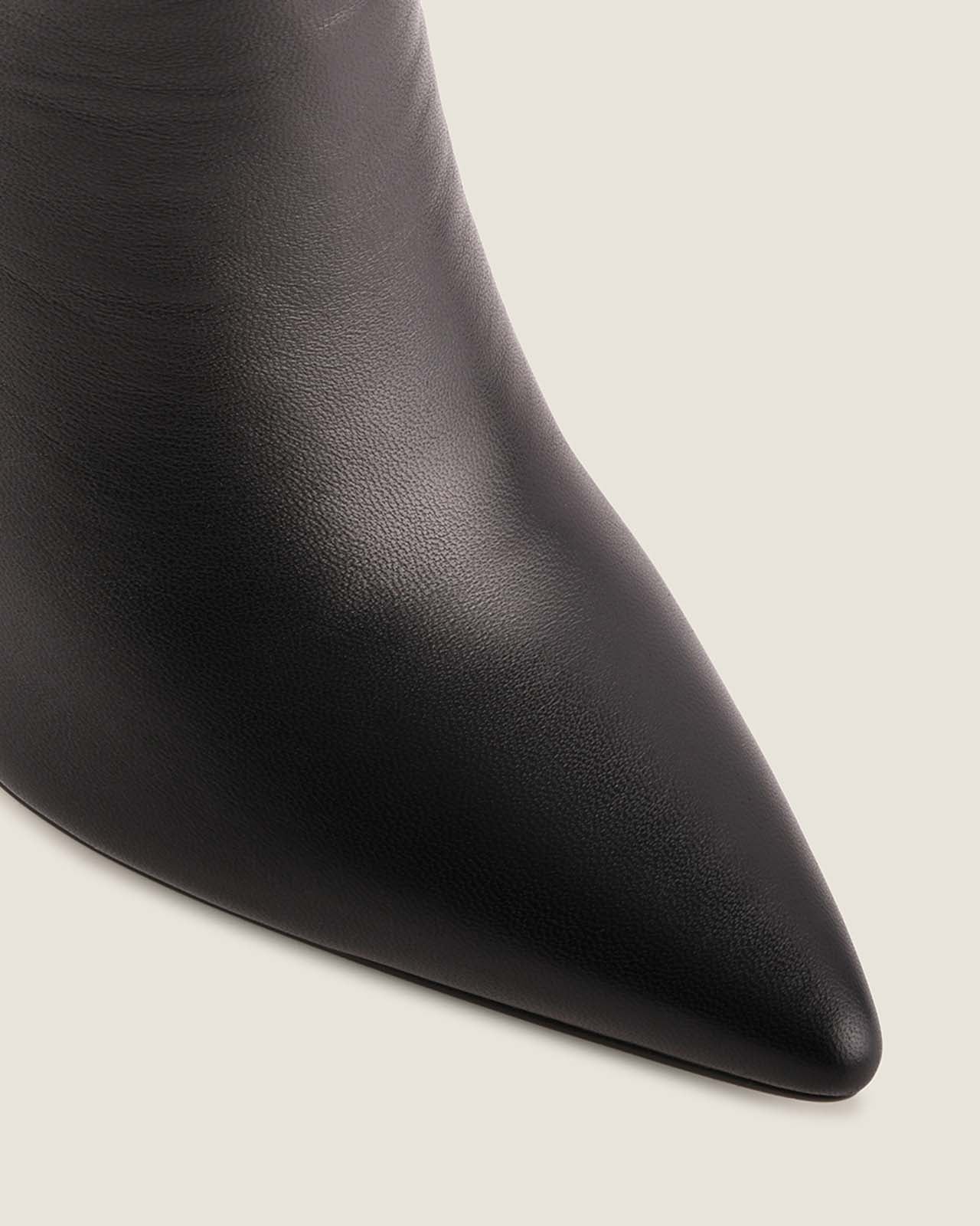 MARLOW HEEL LONG BOOTS BLACK LEATHER