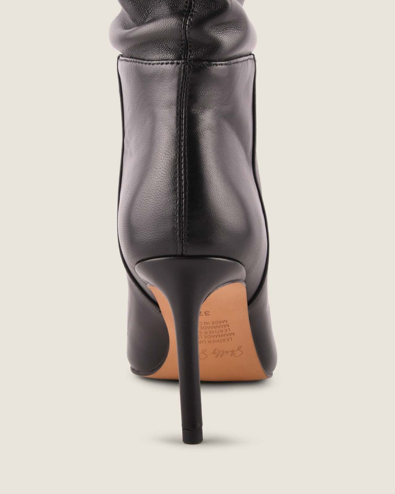 MARLOW HEEL LONG BOOTS BLACK LEATHER