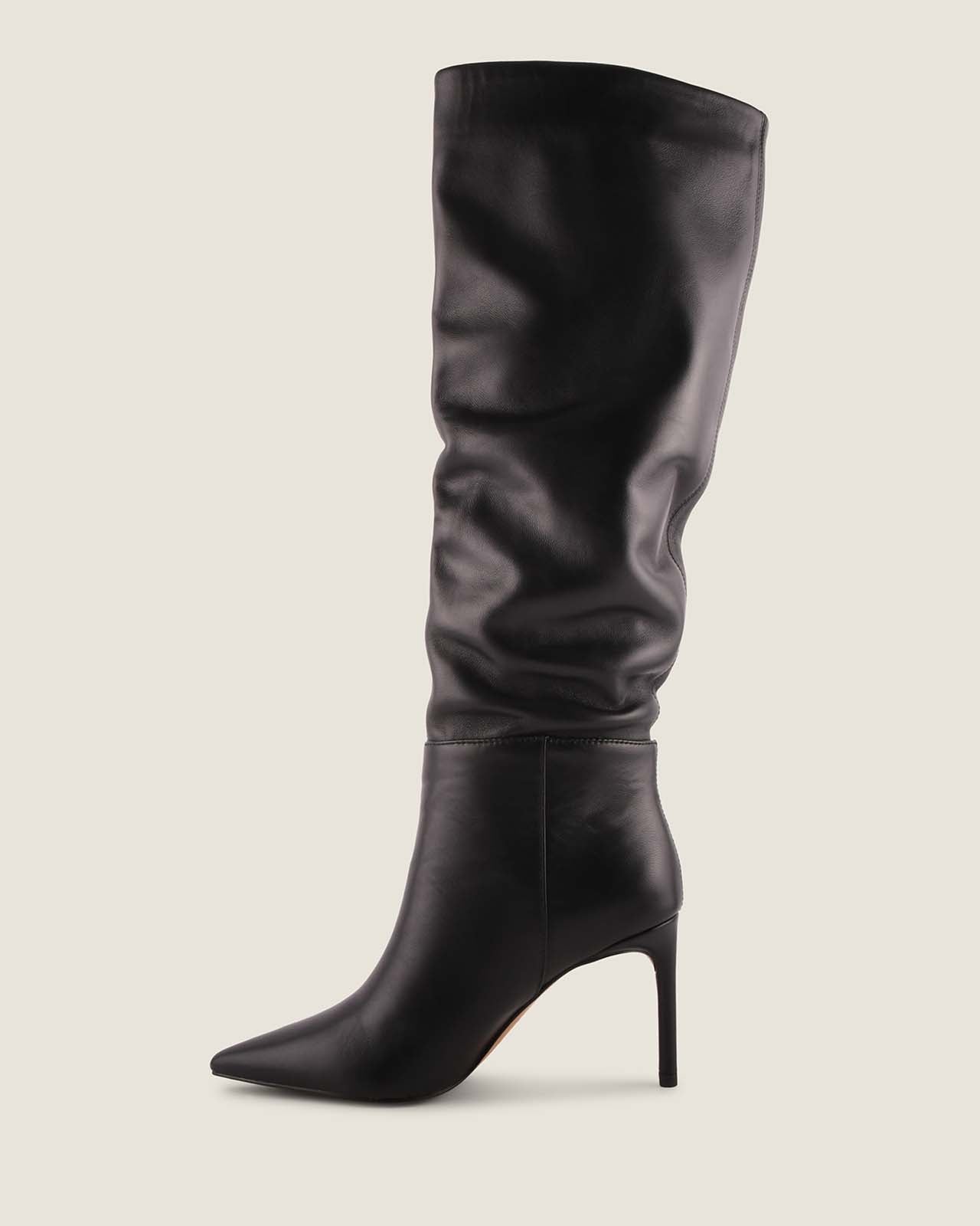 MARLOW HEEL LONG BOOTS BLACK LEATHER