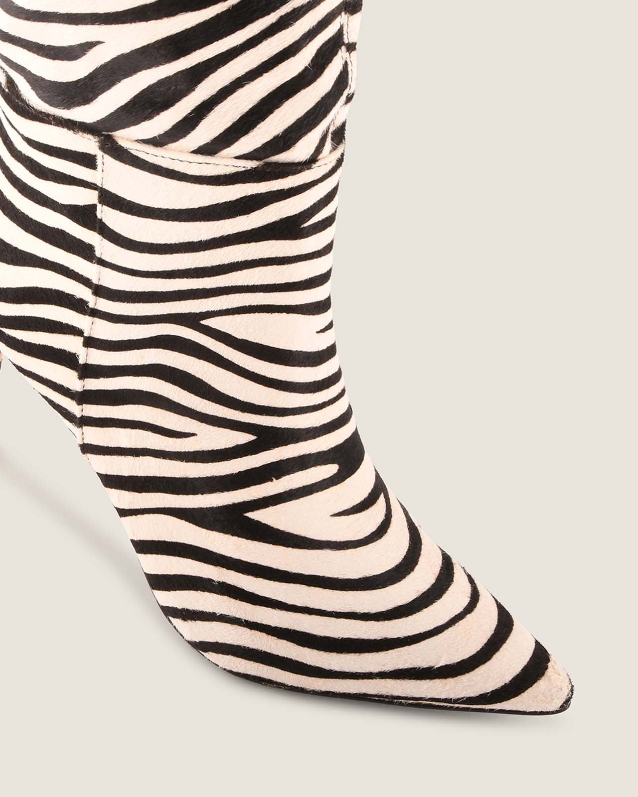 MARLOW HEEL LONG BOOTS ZEBRA