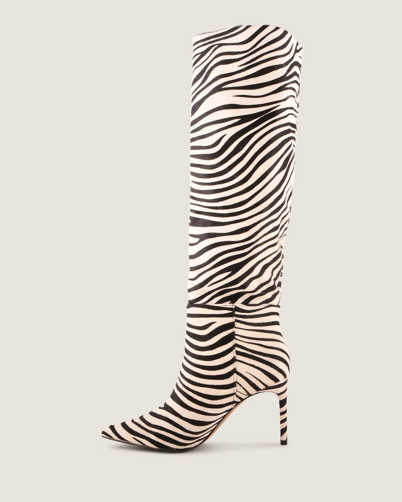 MARLOW HEEL LONG BOOTS ZEBRA