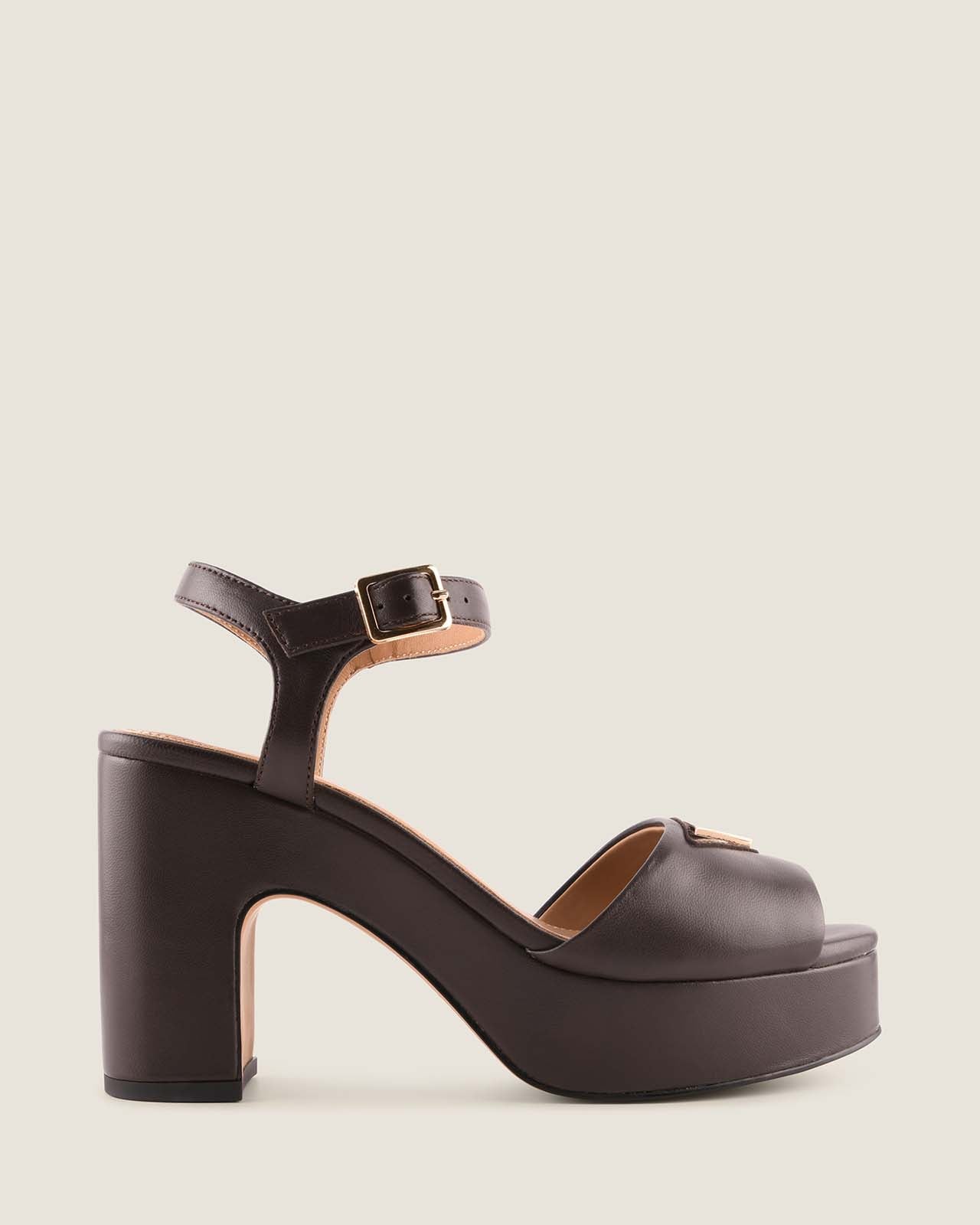 NICE HIGH PLATFORM SANDALS CHOCOLATE LEATHER