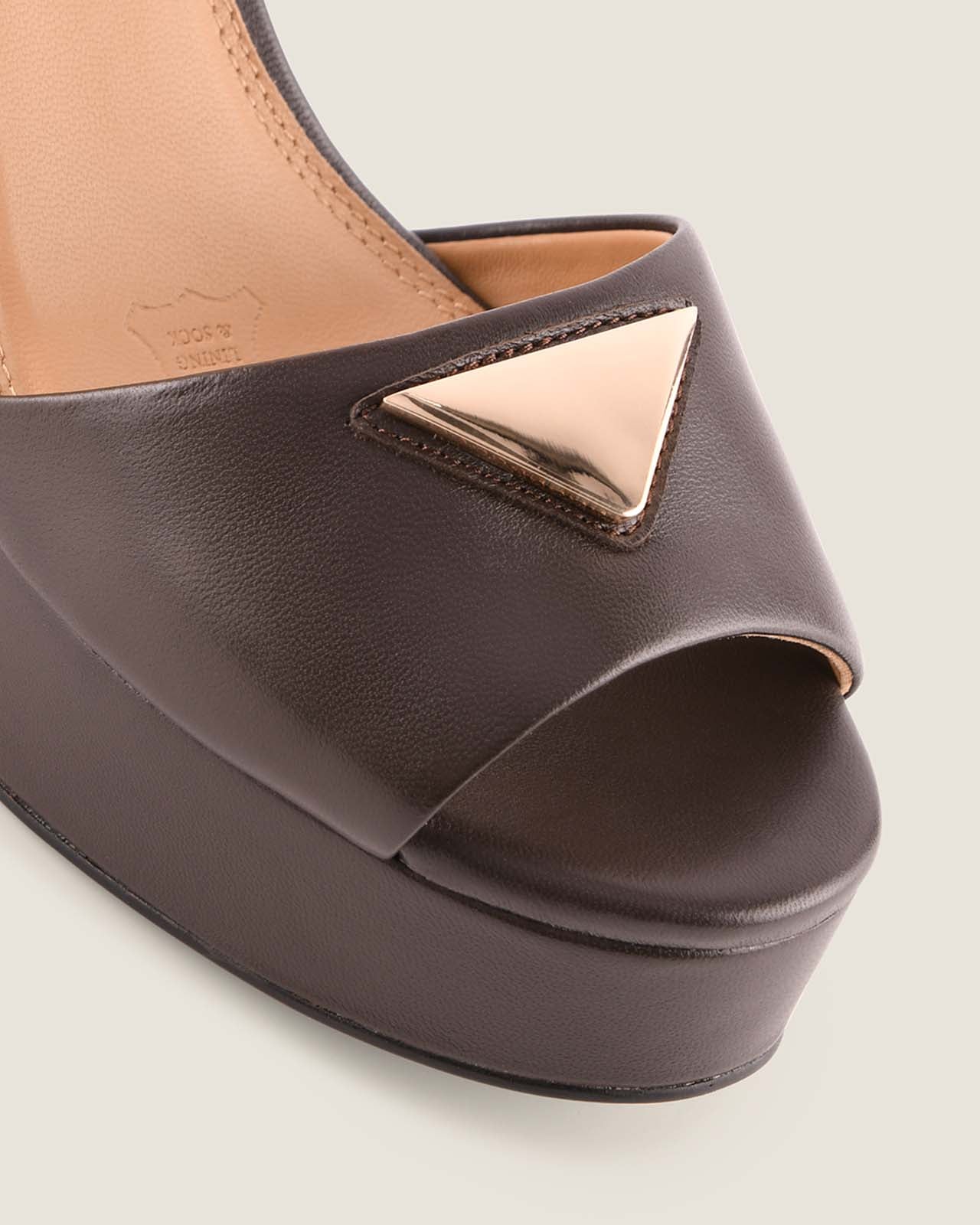 NICE HIGH PLATFORM SANDALS CHOCOLATE LEATHER