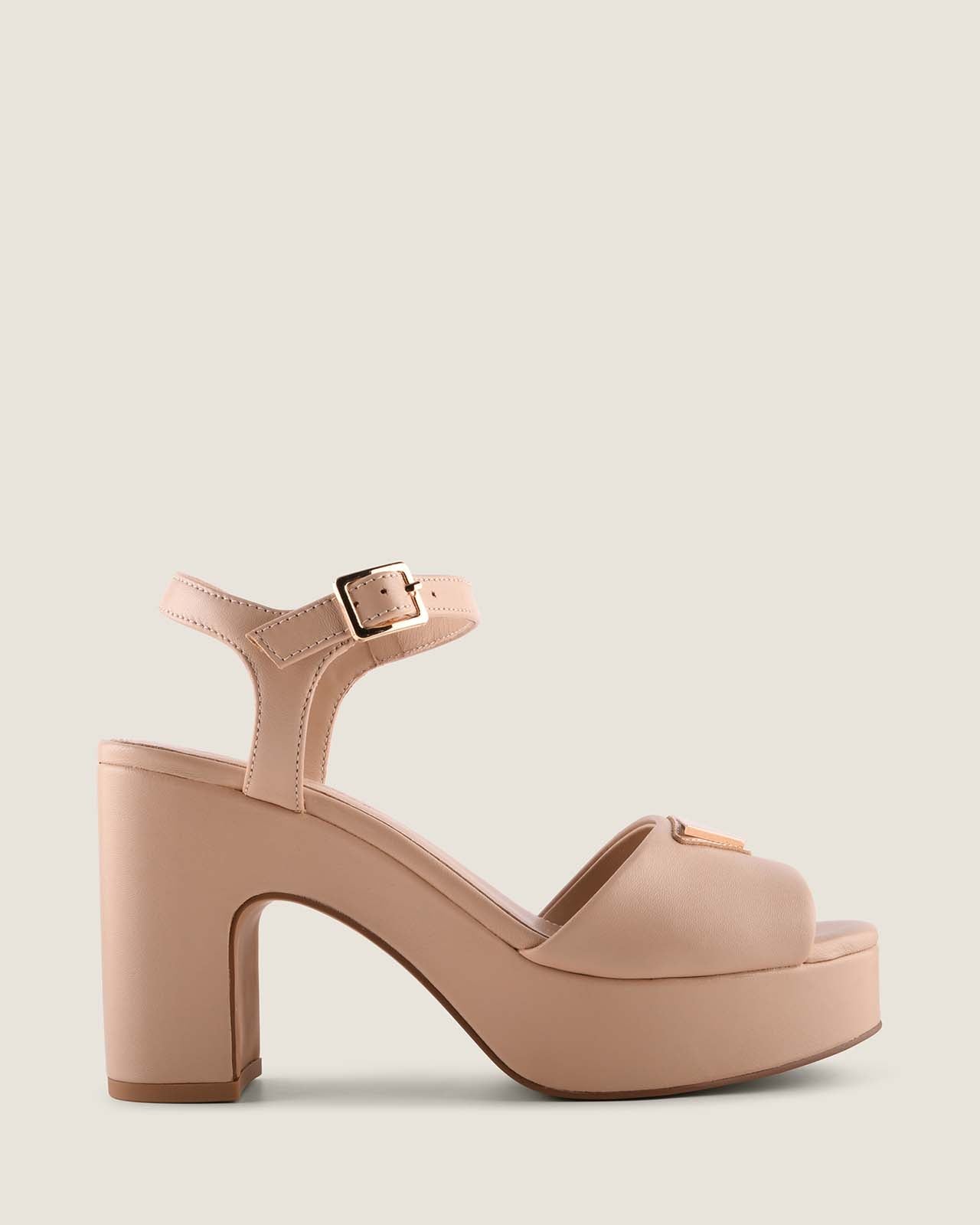 NICE HIGH PLATFORM SANDALS NUDE LEATHER