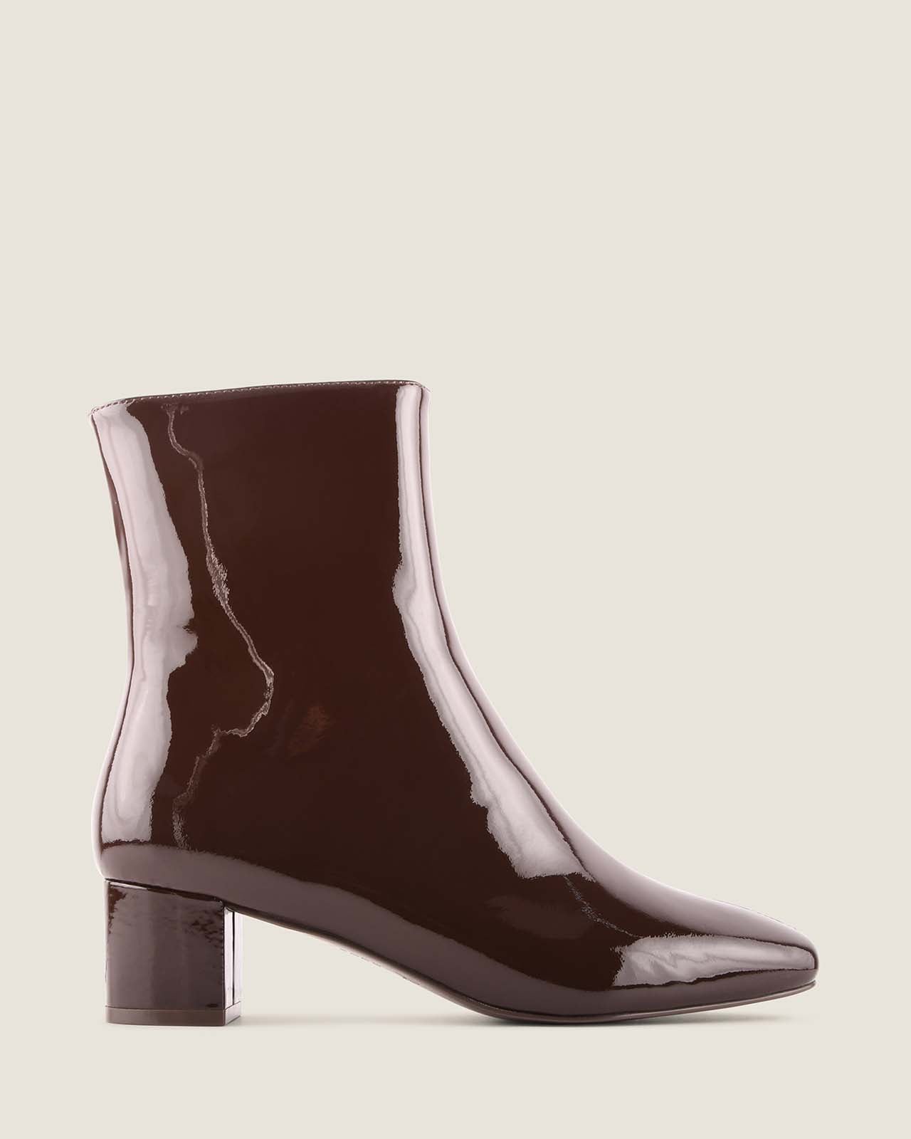 NOAH HEEL ANKLE BOOTS BROWN PATENT