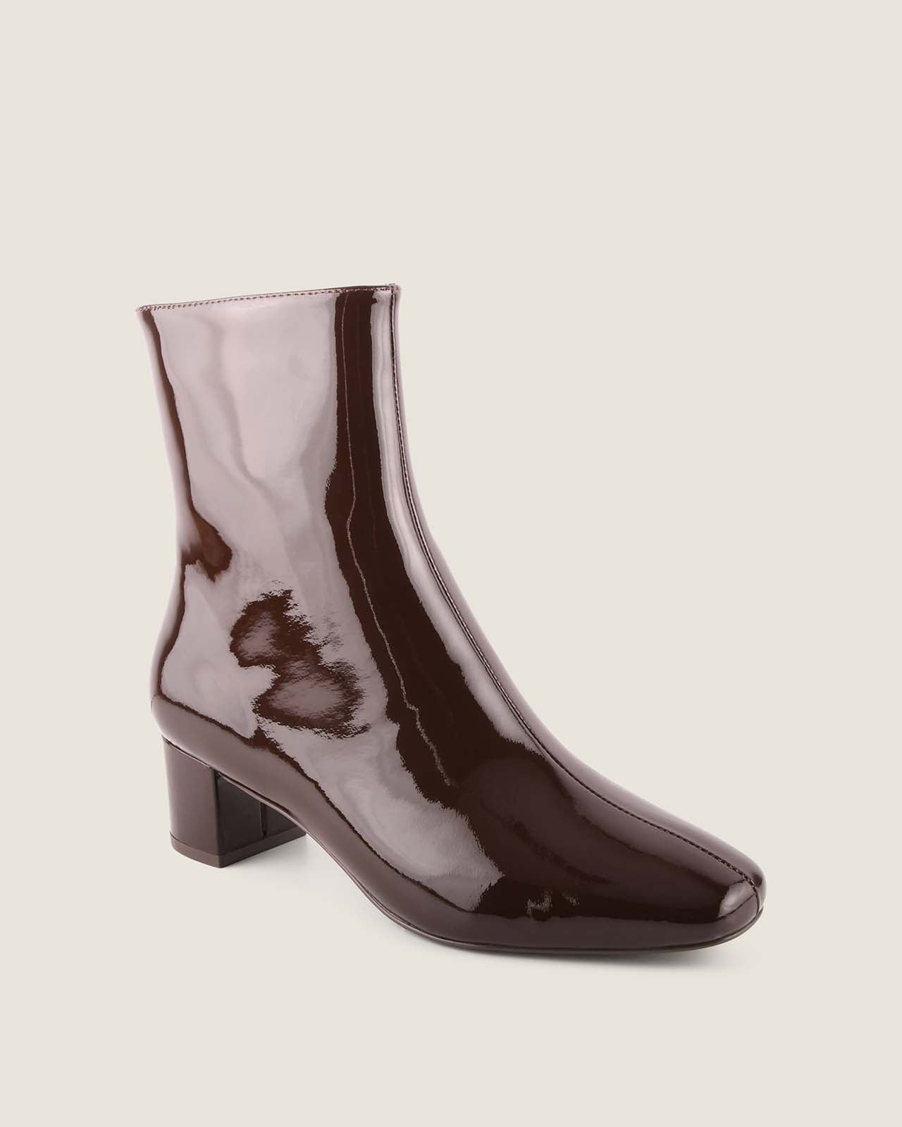 NOAH HEEL ANKLE BOOTS BROWN PATENT