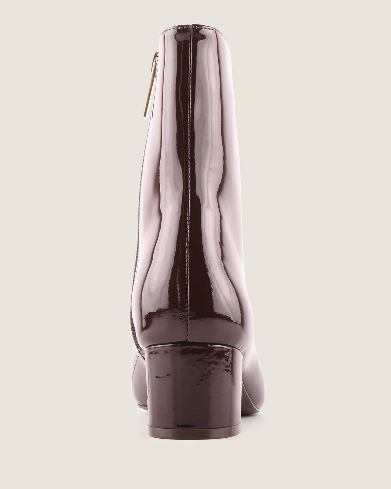 NOAH HEEL ANKLE BOOTS BROWN PATENT