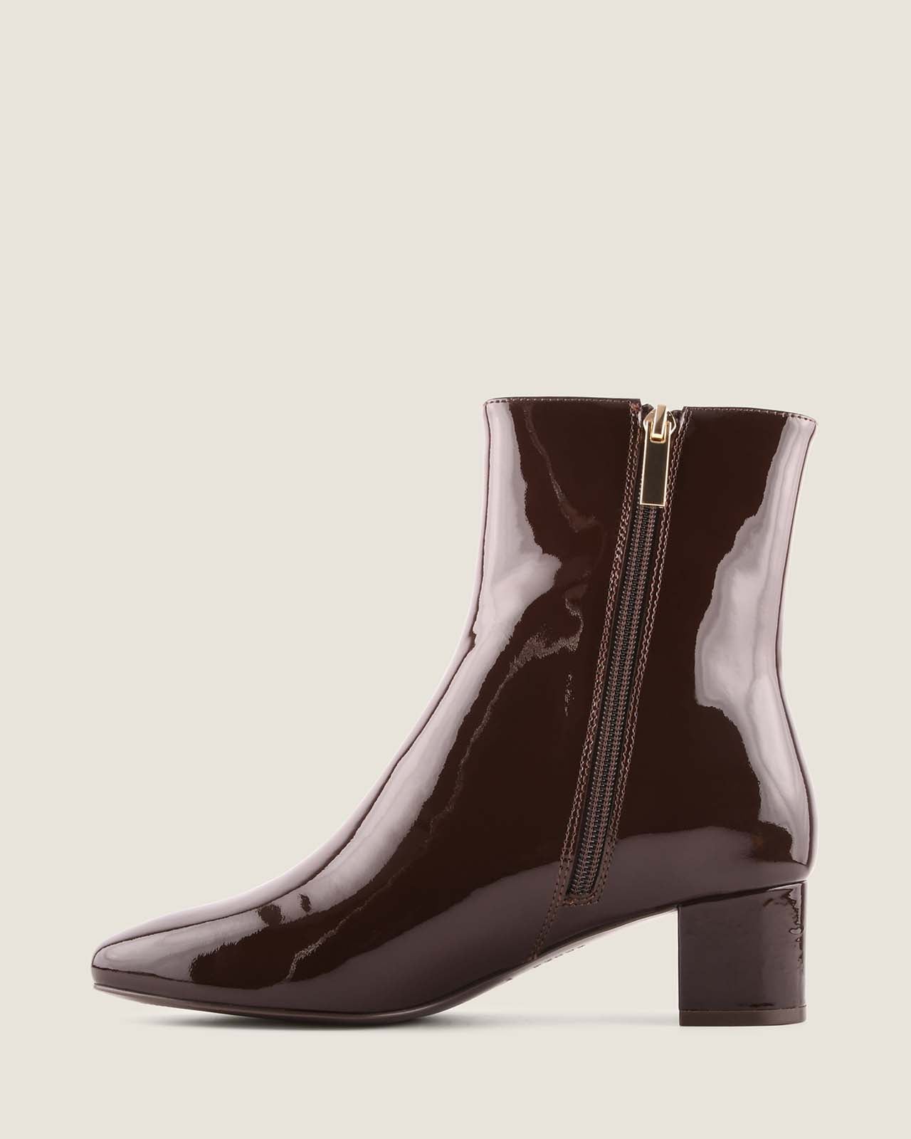 NOAH HEEL ANKLE BOOTS BROWN PATENT