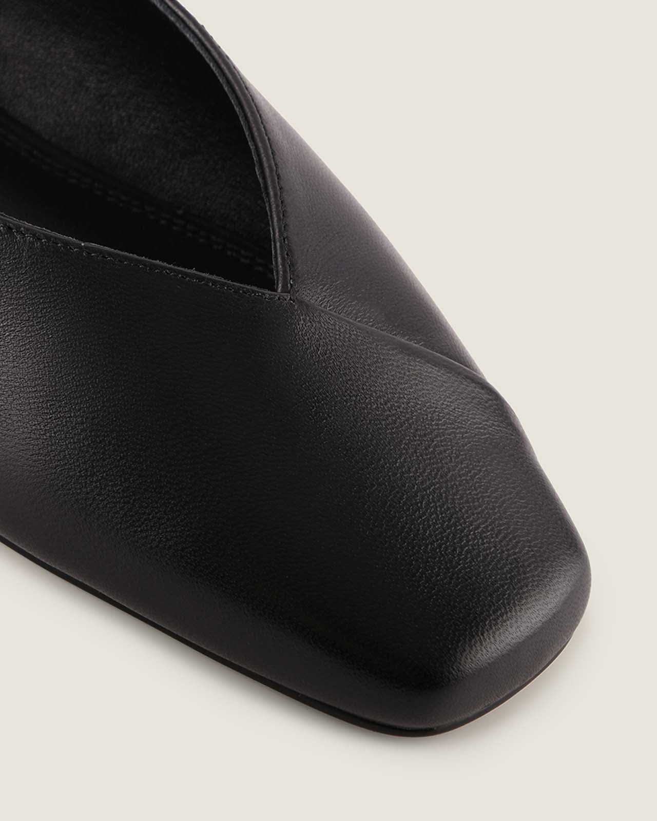 OLIVA DRESS FLATS BLACK LEATHER