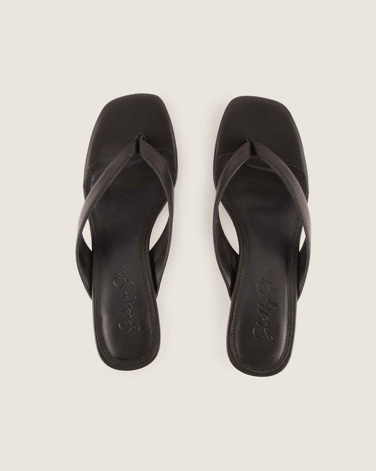 PIA HIGH SANDALS BLACK LEATHER