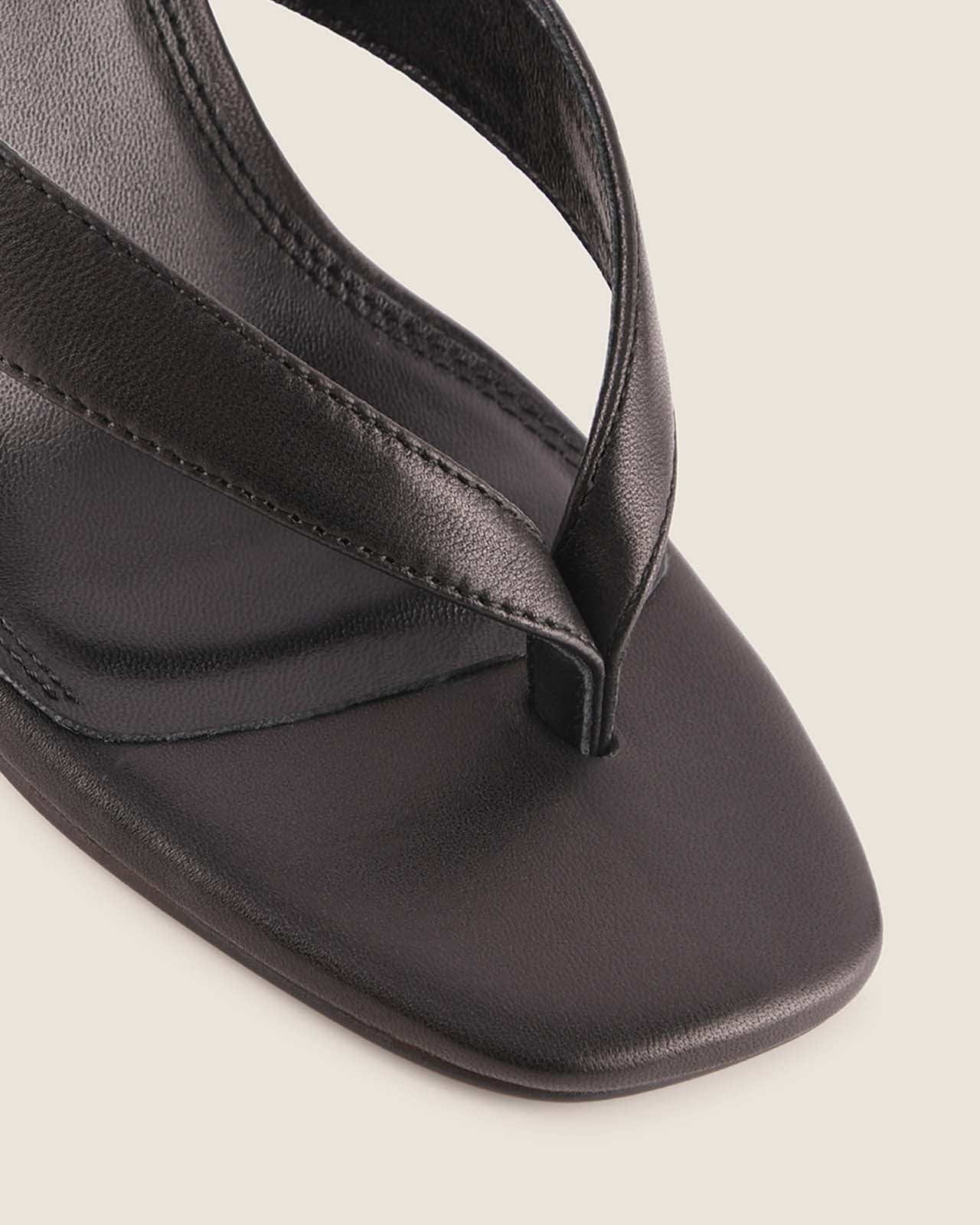 PIA HIGH SANDALS BLACK LEATHER