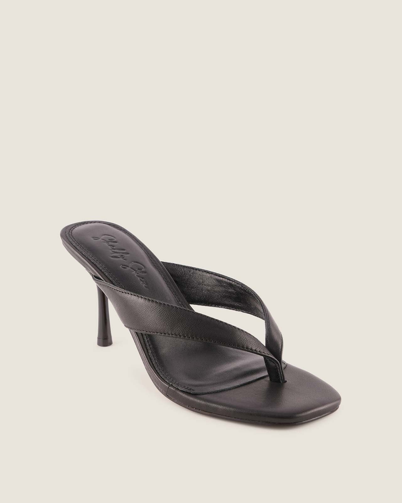 PIA HIGH SANDALS BLACK LEATHER