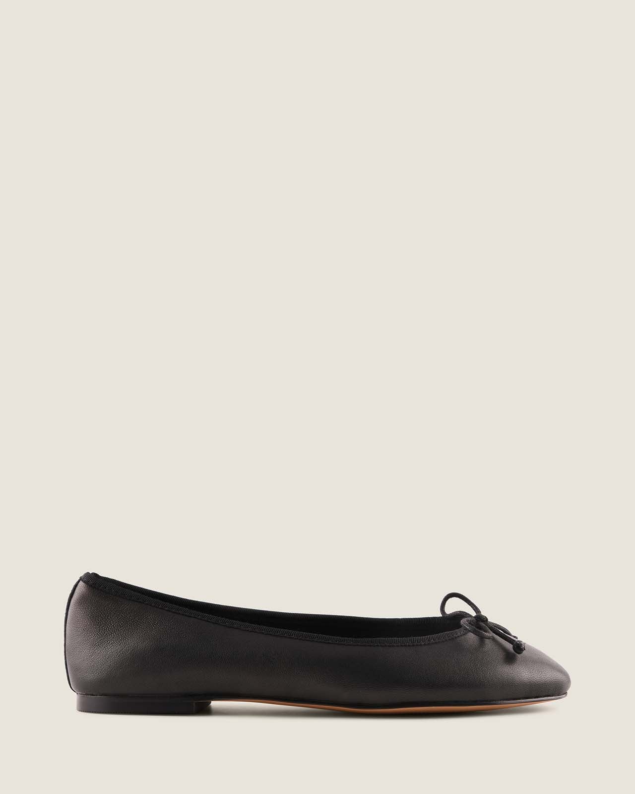 POET BALLET FLATS BLACK LEATHER